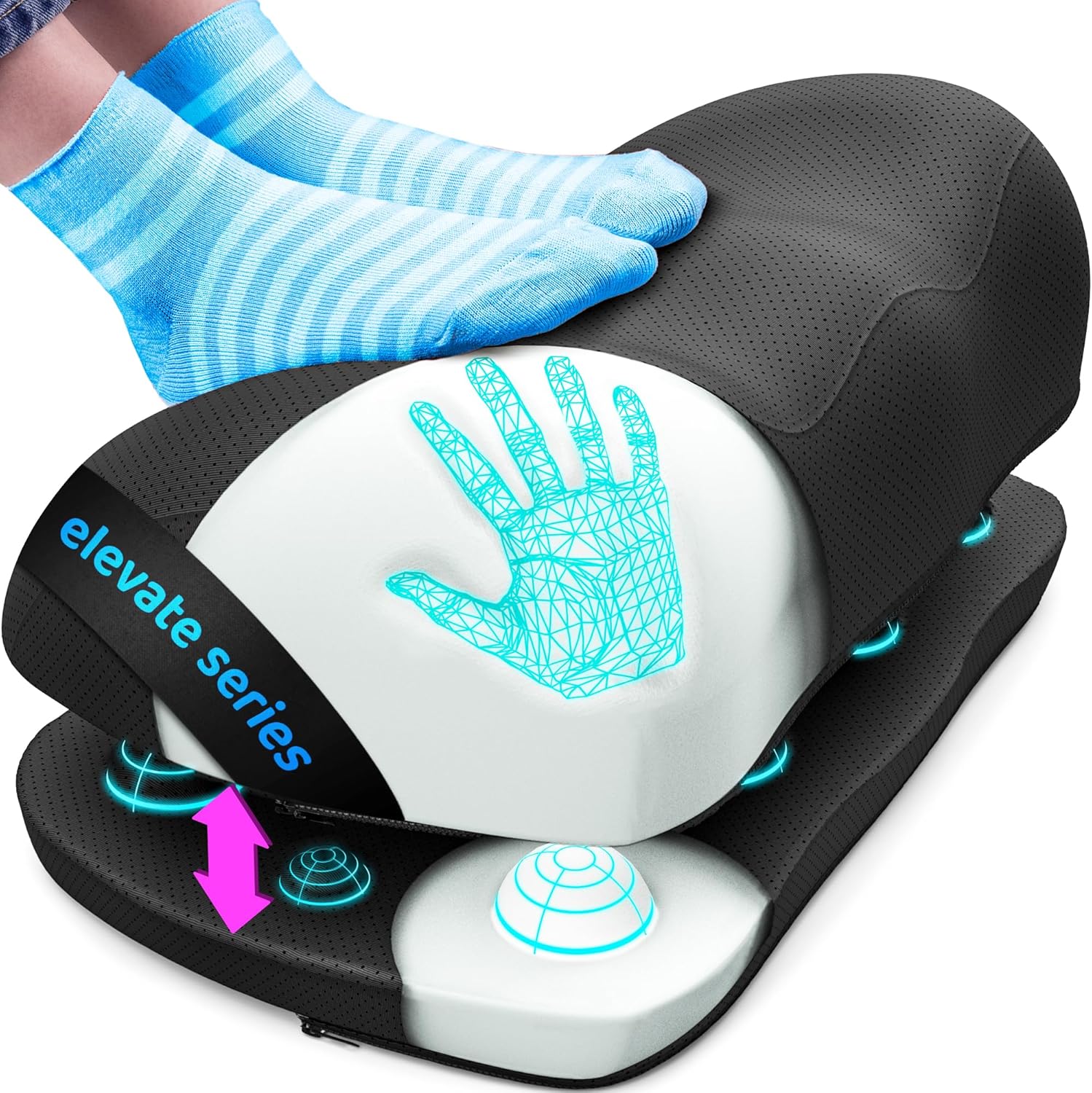 Everlast Comfort FootCloud Fußstütze aus Memory-Schaum – höhenverstellbare Fußstütze unter dem Schreibtisch mit rutschfester Basis und Druckpunktstruktur für Büro, Heimbüro und Gaming