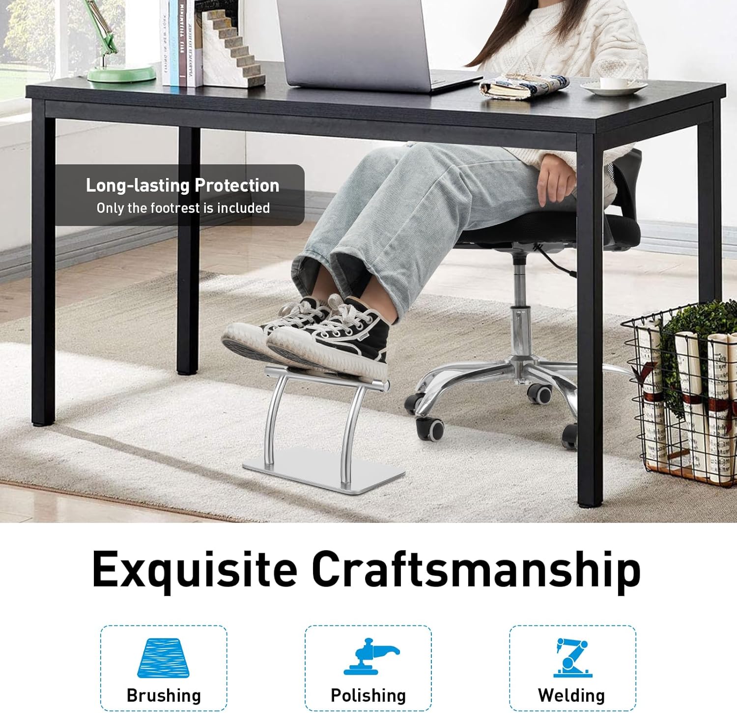Edelstahl-Fußstütze, professionelles mobiles Fußpedal, Fußstütze, Fußstütze, Friseur-Fußstütze, für Friseur, Schönheit, Spa, Nagelmassage, Salonstühle – Bild 6