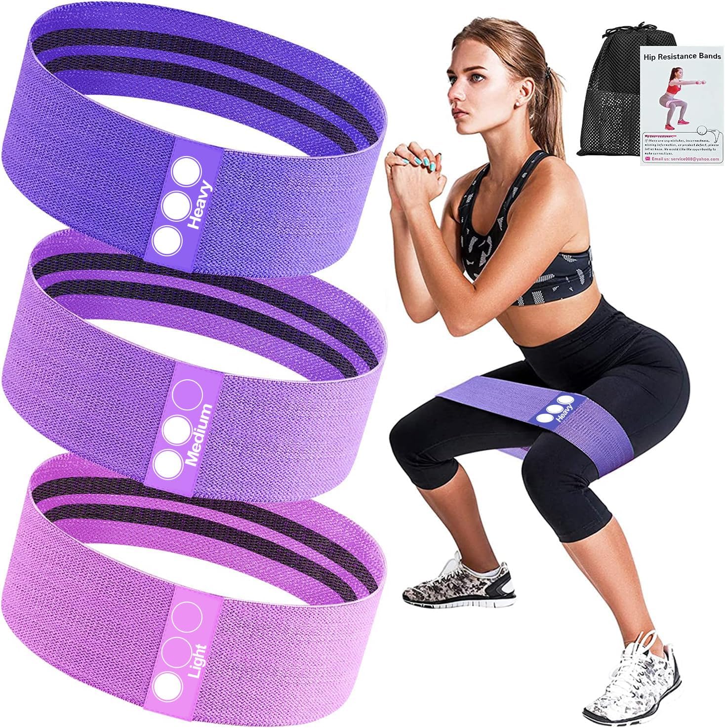 Widerstandsbänder, Fitnessbänder, Hüftwiderstandsbänder-Set mit starker Elastizität, Zugfestigkeit, rutschfestem Trainingsband für Hüfte, Beine, Pilates, Yoga, Krafttraining