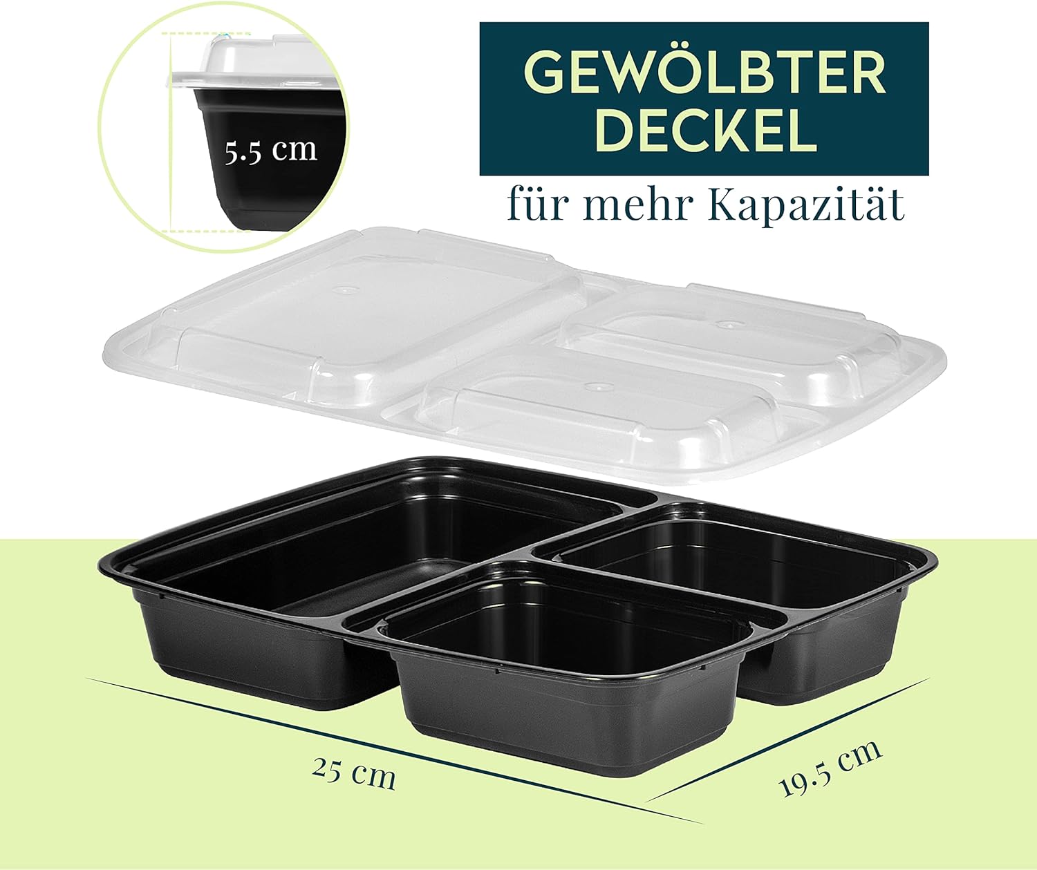 Meal-Prep-Boxen mit 3 Fächern im praktischen 10er-Pack – mikrowellen- und spülmaschinenfest, wiederverwendbar, luftdicht verschlossen, BPA-frei, Lunchbox, Gefrierbehälter, Tupperware-Set, Mikrowellengeschirr – Bild 6