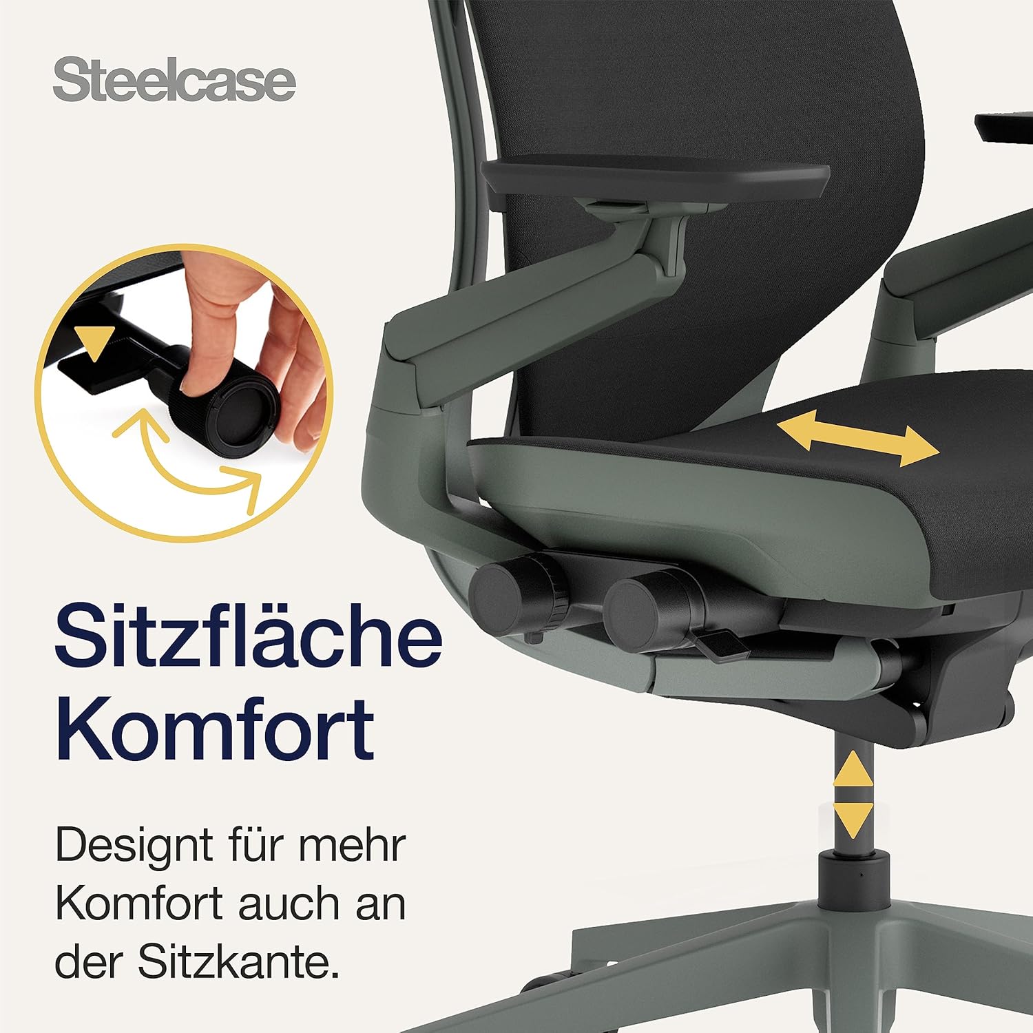 Steelcase Gesture Bürostuhl mit Bezug in Onyxschwarz, 66 x 62,5 x 104 cm – Bild 7