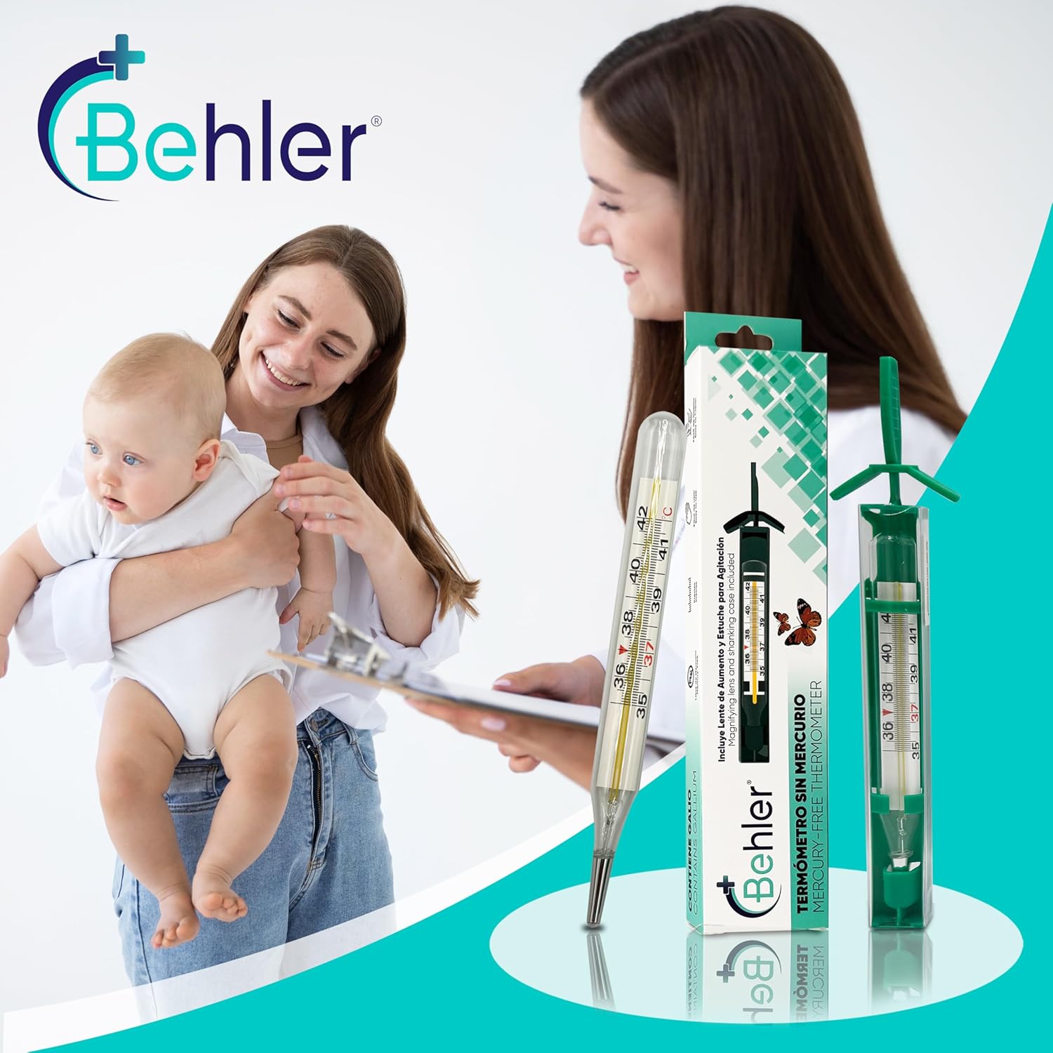 Behler – Analoges Fieberthermometer – sicher und präzise, quecksilberfrei – Thermometer – für Kinder und Erwachsene – mit Lupe und Schütteletui – für den Heim- und Klinikgebrauch – Bild 4