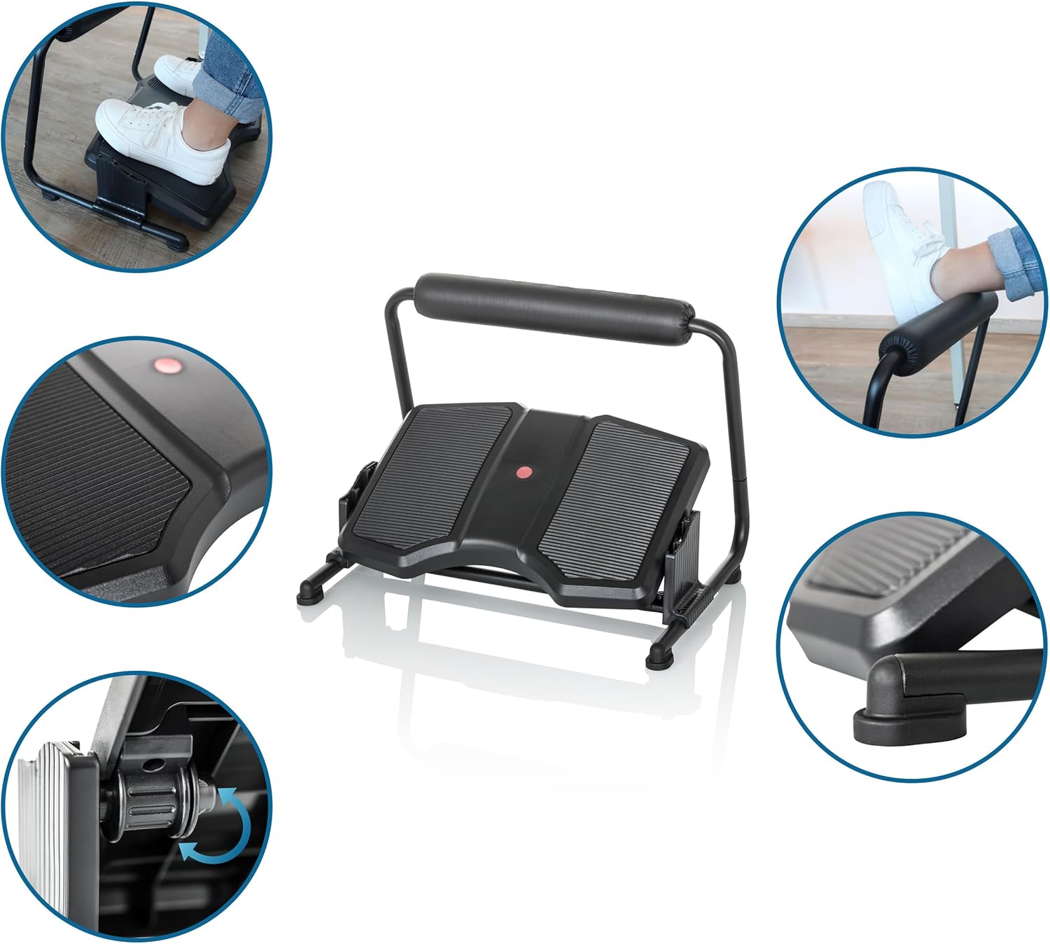 hjh OFFICE Büro-Fußstütze Podi F, schwarz, ergonomische Fußstütze, höhenverstellbar und neigbar, mit Beinauflage, 830111 – Bild 2