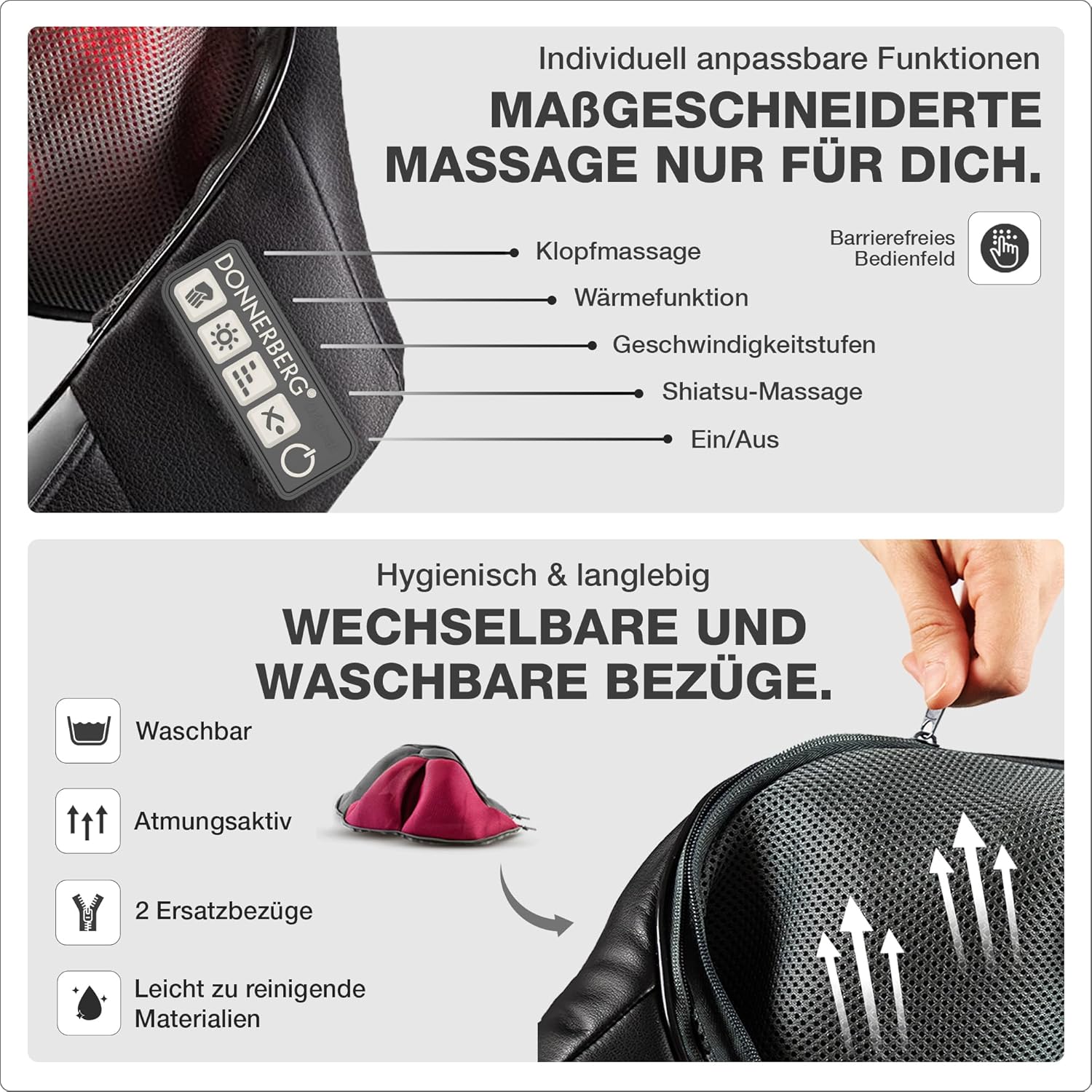 DONNERBERG Klopfy Entspannung für Ihren Rücken, Shiatsu- und Klopfmassage, Nackenmassagegerät mit Wärmefunktion, 7 Jahre Power-Motor-Garantie, TÜV Süd geprüft – Bild 5