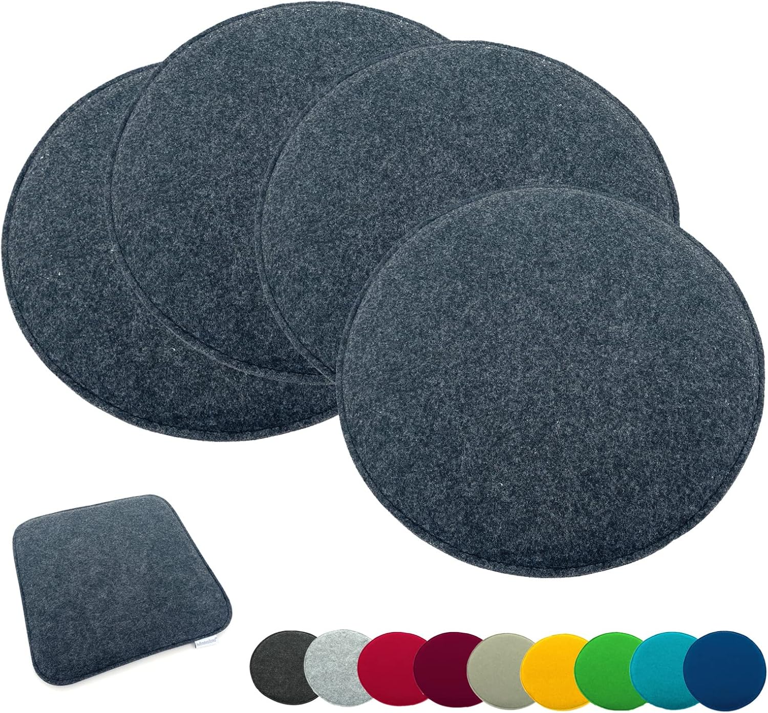 heimtexland 4er Pack Sitzkissen, Filz Stuhlkissen, Bodenkissen, Stuhlkissen, Indoor Outdoor Kissen, rund, Typ631, Filzkissen, Anthrazit, meliert, 35 x 35 cm, 4 Stück