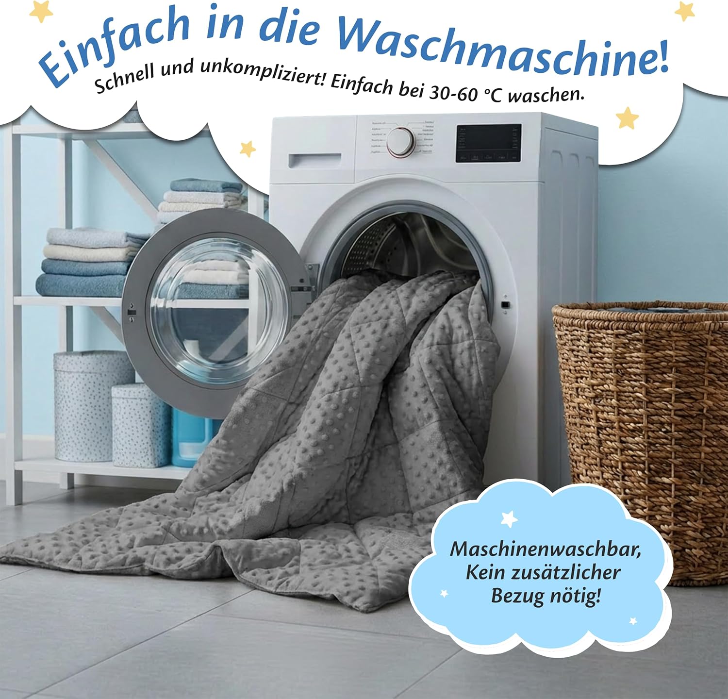 Ella Gewichtsdecke für Kinder, 3,2 kg, 100 x 150 cm – Therapiedecke zum Stressabbau und Angstzuständen, hypoallergene Glasperlen, weiche und kühlende Außenschicht aus Baumwolle für Kinder von 25–40 kg – graues Minky – Bild 5