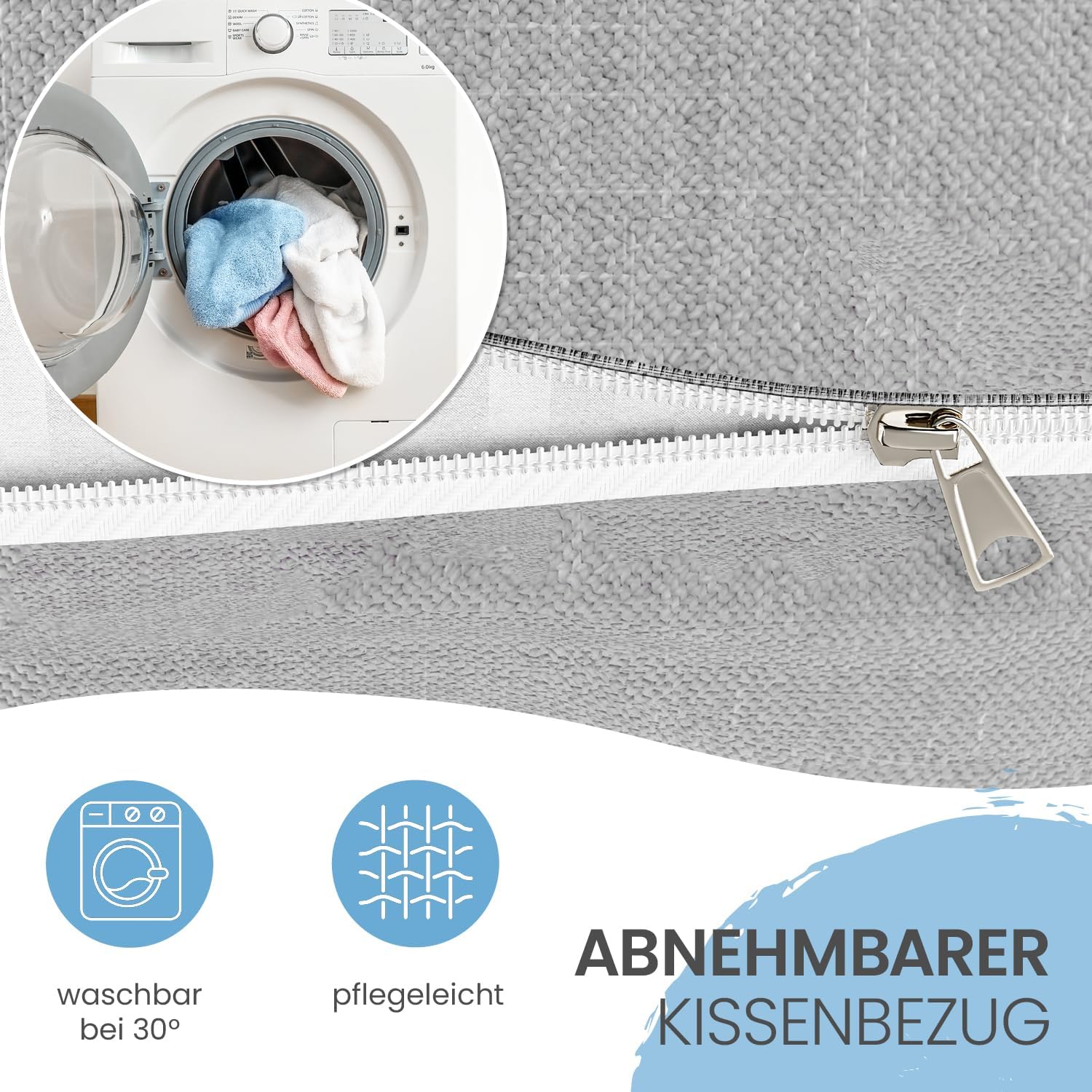 ELONEO Rückenkissen, 180 cm breit, Keilkissen, für Bett und Sofa, dreieckig, Lesekissen, abnehmbarer und waschbarer Bezug, praktische Seitentasche – Bild 7