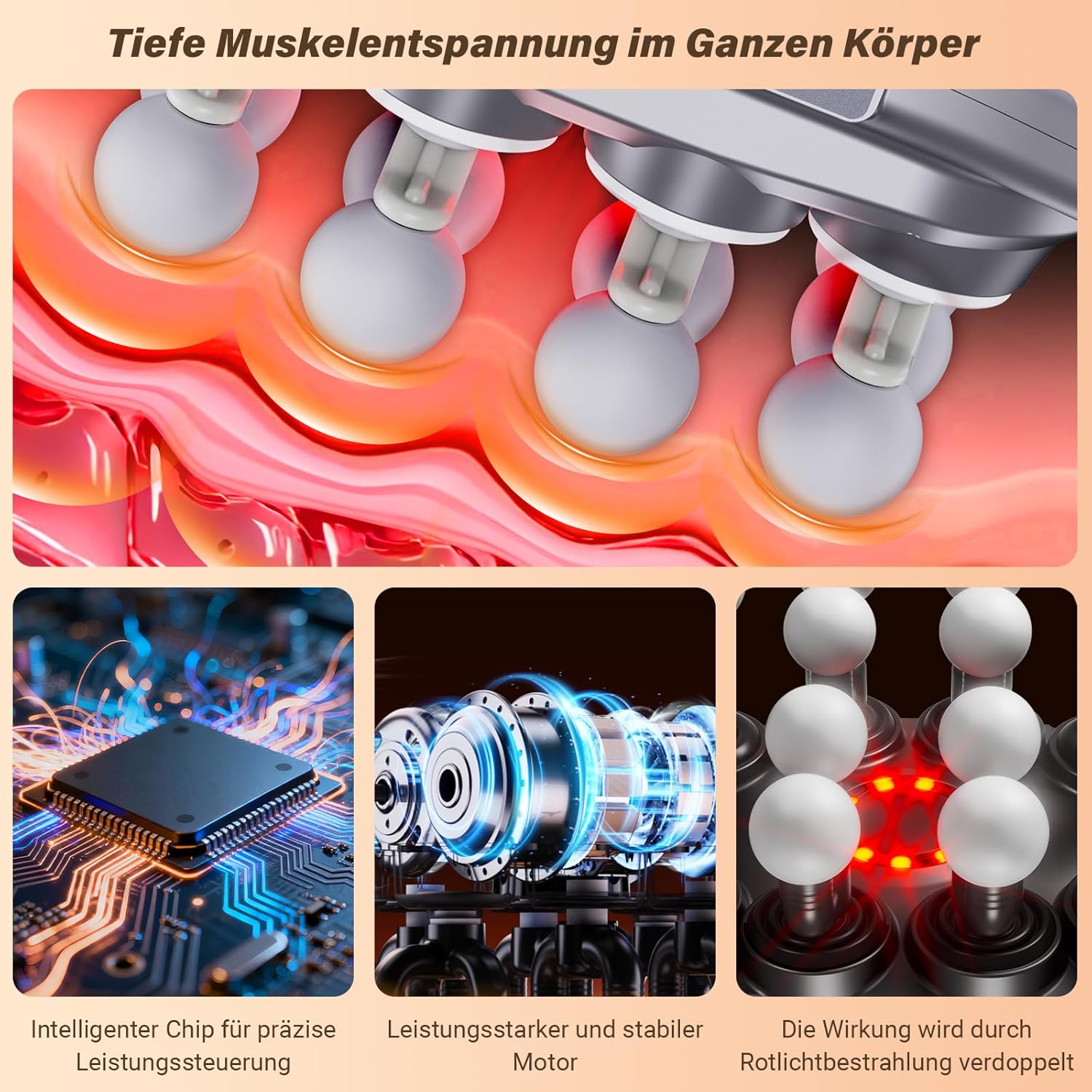 Massagepistole mit 16 Köpfen, 9 Modi und 9 Intensitäten – elektrisches Massagegerät für Rücken, Beine und tägliche Muskelentspannung – Bild 4