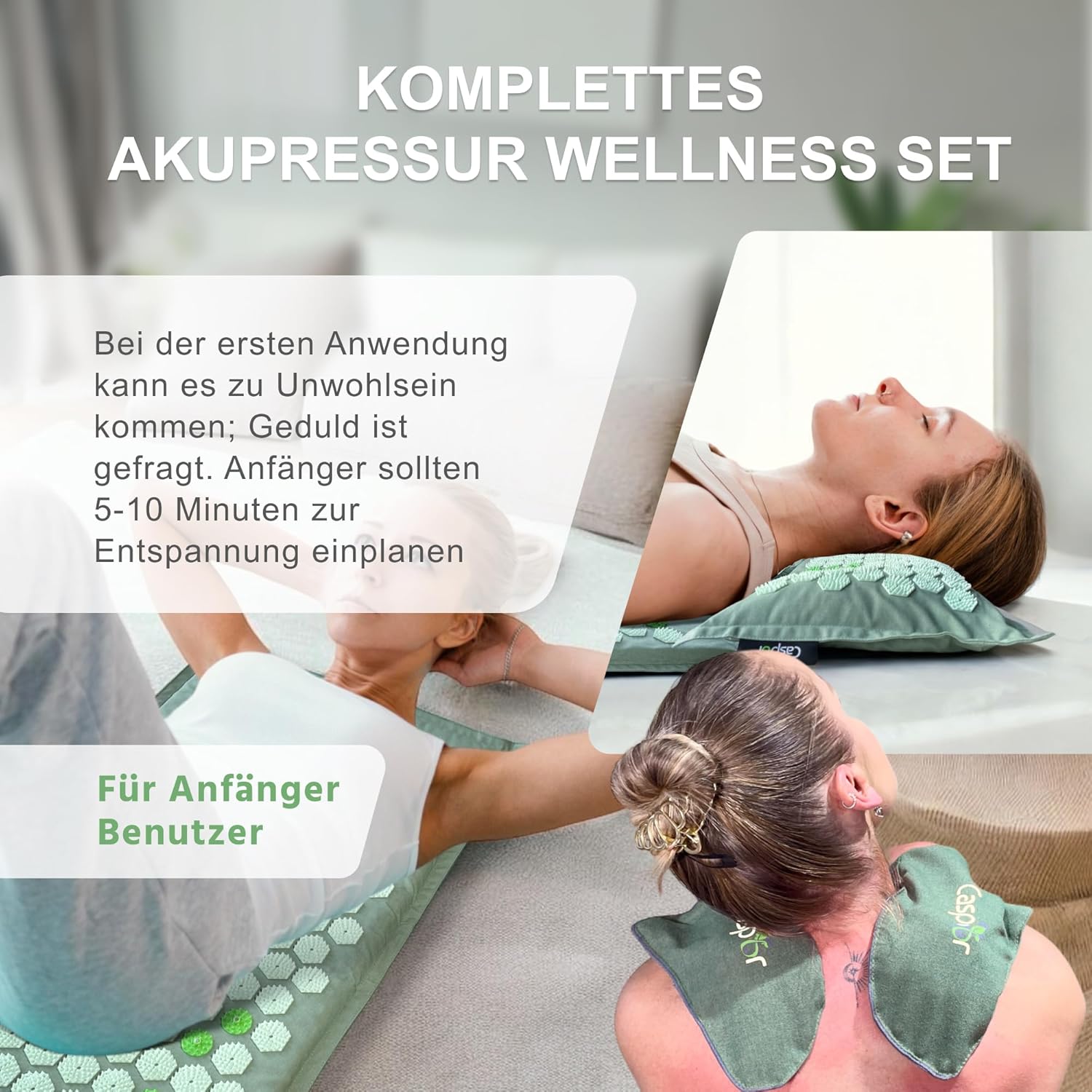 Akupressurmatten-Set mit Kissen, Tasche, Massagehandschuhen, Akupunkturmatte, Entspannungsgeschenk, Massagematte, Akupressurmatte hilft bei Verspannungen, Rückenschmerzen Caspor – Bild 5