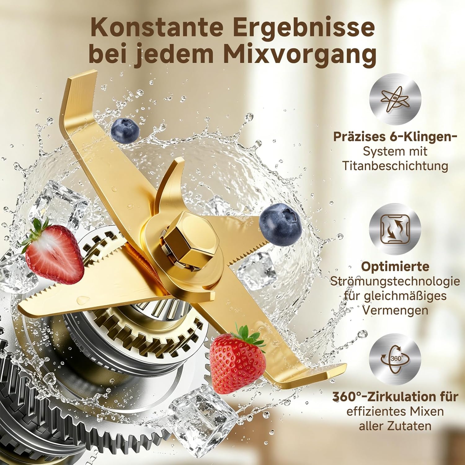 AMZCHEF Smoothie Maker 1800 W Standmixer Mixer, Hochleistungsmixer mit 2L Tritan-Behälter (BPA-frei), 6 Edelstahlklingen, Mixer für Smoothies, Shakes & Proteinshakes, selbstreinigend – Bild 2