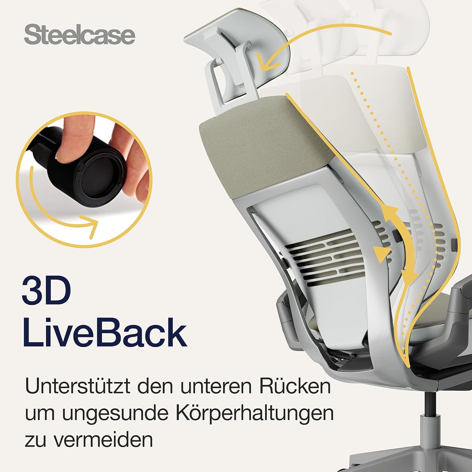 Steelcase Gesture Bürostuhl mit Bezug in Trüffel mit Kopfstütze – Bild 5