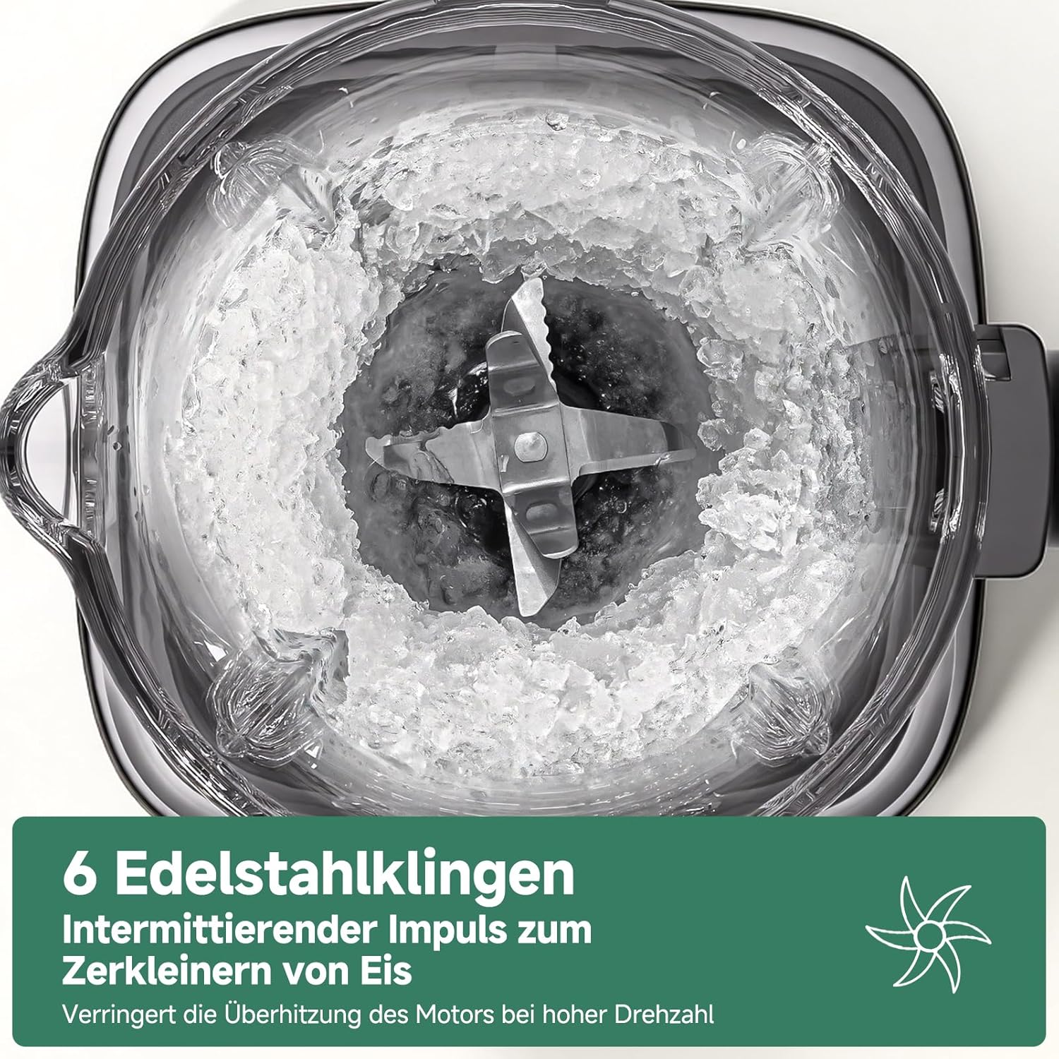 AMZCHEF Standmixer Gas-Smoothie-Maker mit Glasbehälter und 6-Klingen-System – Hochleistungsmixer 1200 W für Smoothies, Eis und Shakes, 5-Stufen-Steuerung mit Impuls und Selbstreinigung – Bild 4