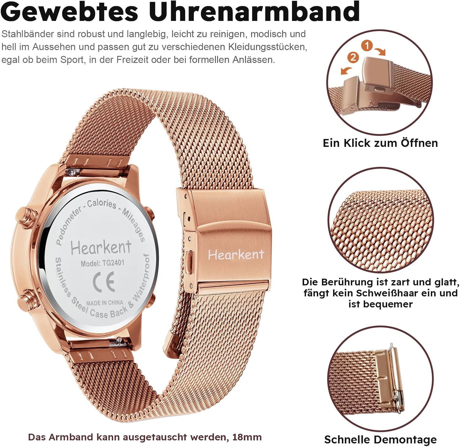 Schrittzähler Uhr,Wasserdicht Fitness Tracking Digitale Uhr,Ohne Bluetooth und APP,Seniorenuhr mit Schrittzähler Kalorienzähler,Sportuhr zum Gehen/Laufen – Bild 3