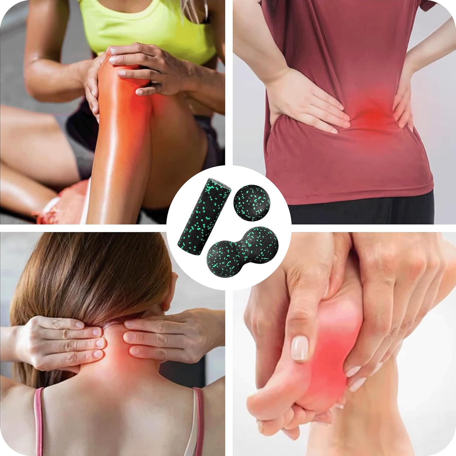 KRUMAD Faszienrollen 3er Set, Faszienrollen, Duoball & Massageball aus EPP, Massageset für Rücken, Wirbelsäule, Nacken, Beine & Füße, Faszienball für Triggerpunkte, Yoga, Gymnastik, Fitnessrolle – Bild 9