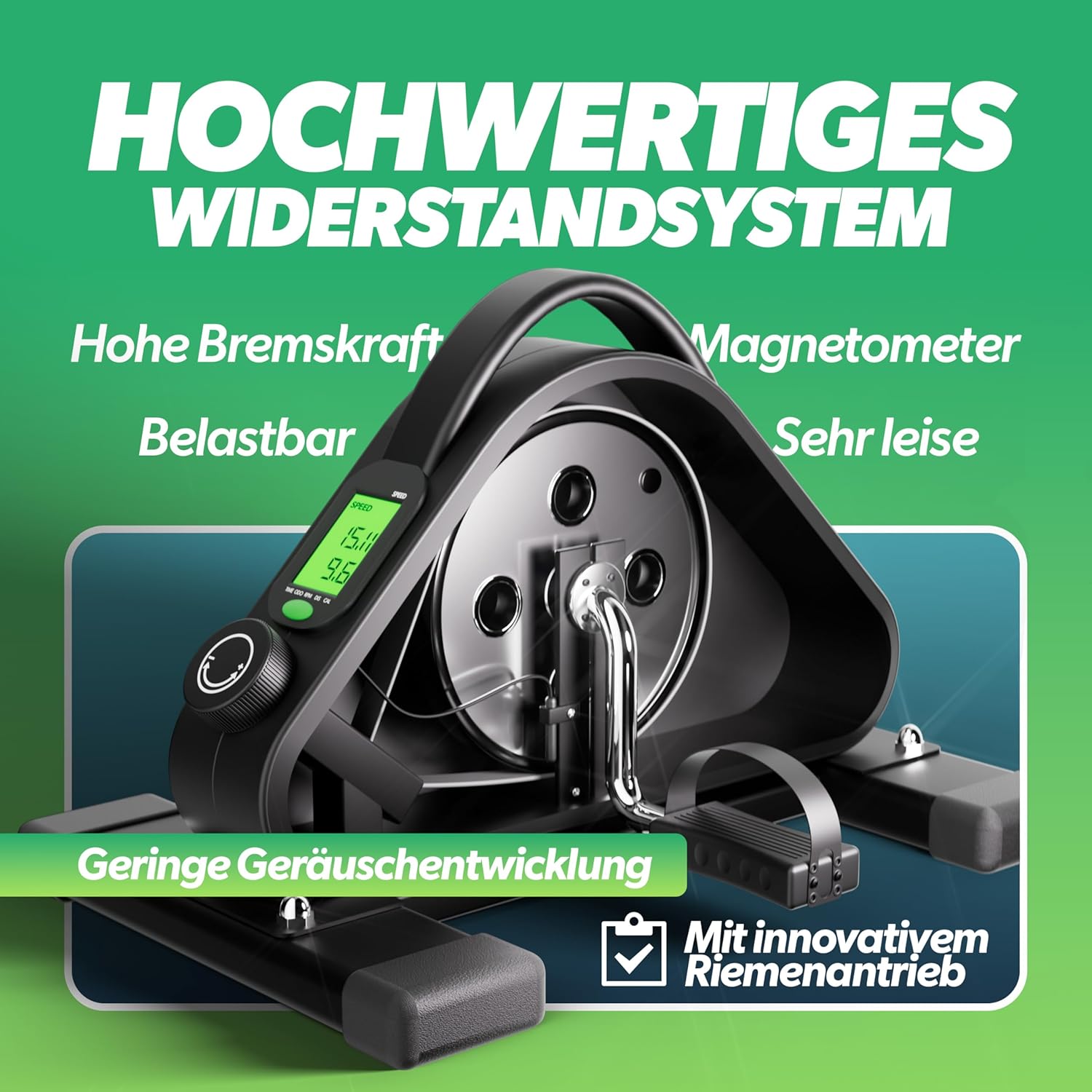 STEHMEYER Pedaltrainer für Senioren, Mini-Heimtrainer, Tischfahrrad, extra leiser & gelenkschonender Arm- und Beintrainer mit Befestigungsgurt, Schreibtischfahrrad mit LCD-Display für Zuhause, Büro und Rehabilitation – Bild 4
