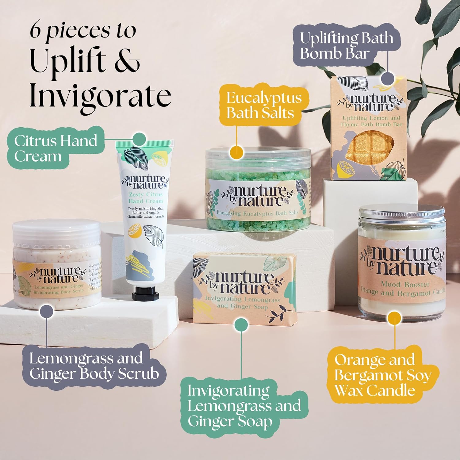 Nurture by Nature, Entspannung und Auftrieb, Verwöhnkörbe für Frauen, Spa-Badeset, Badesalz, Aromatherapie, Seife, Badebomben, Kerze und mehr, Geburtstagsgeschenk – Bild 4