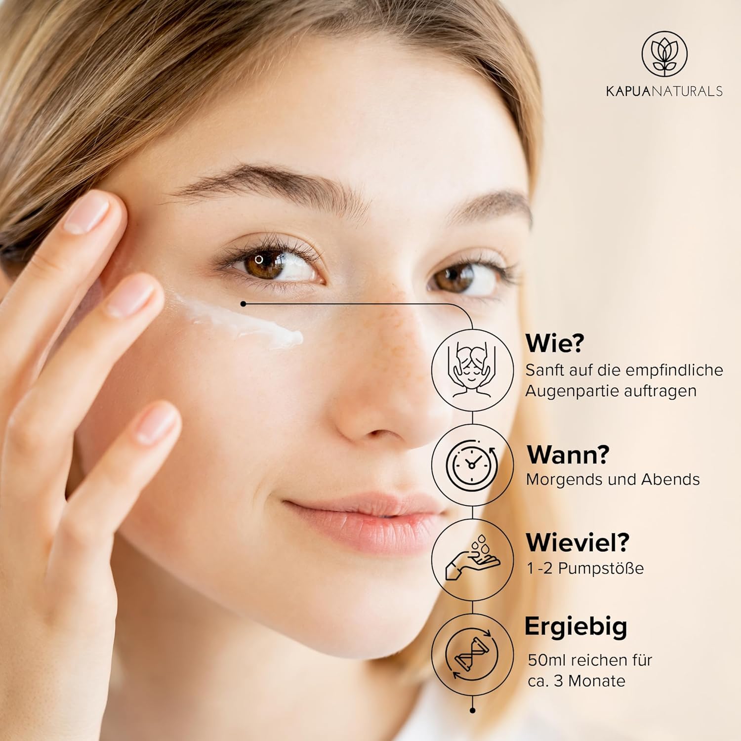 Bio-Augencreme hochdosiert 50 ml + Hyaluronsäure + Allantoin + Arganöl • 100 % vegan & biologisch • Augencreme gegen Falten & Augenringe • Premium Anti-Aging Augenpflege Made in Germany • Augenringe entfernen – Bild 8
