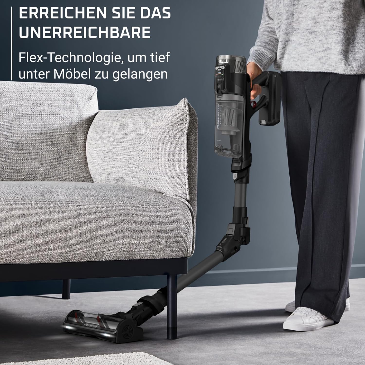 Rowenta X-Force Flex 12.60 Neo Akku-Staubsauger, nur 1,6 kg als Handstaubsauger, 150 Luftwatt, 60 Minuten Laufzeit, Flexrohr, digitale Kontrollanzeige, LED-Beleuchtung, schwarz, RH9L55E0 – Bild 7