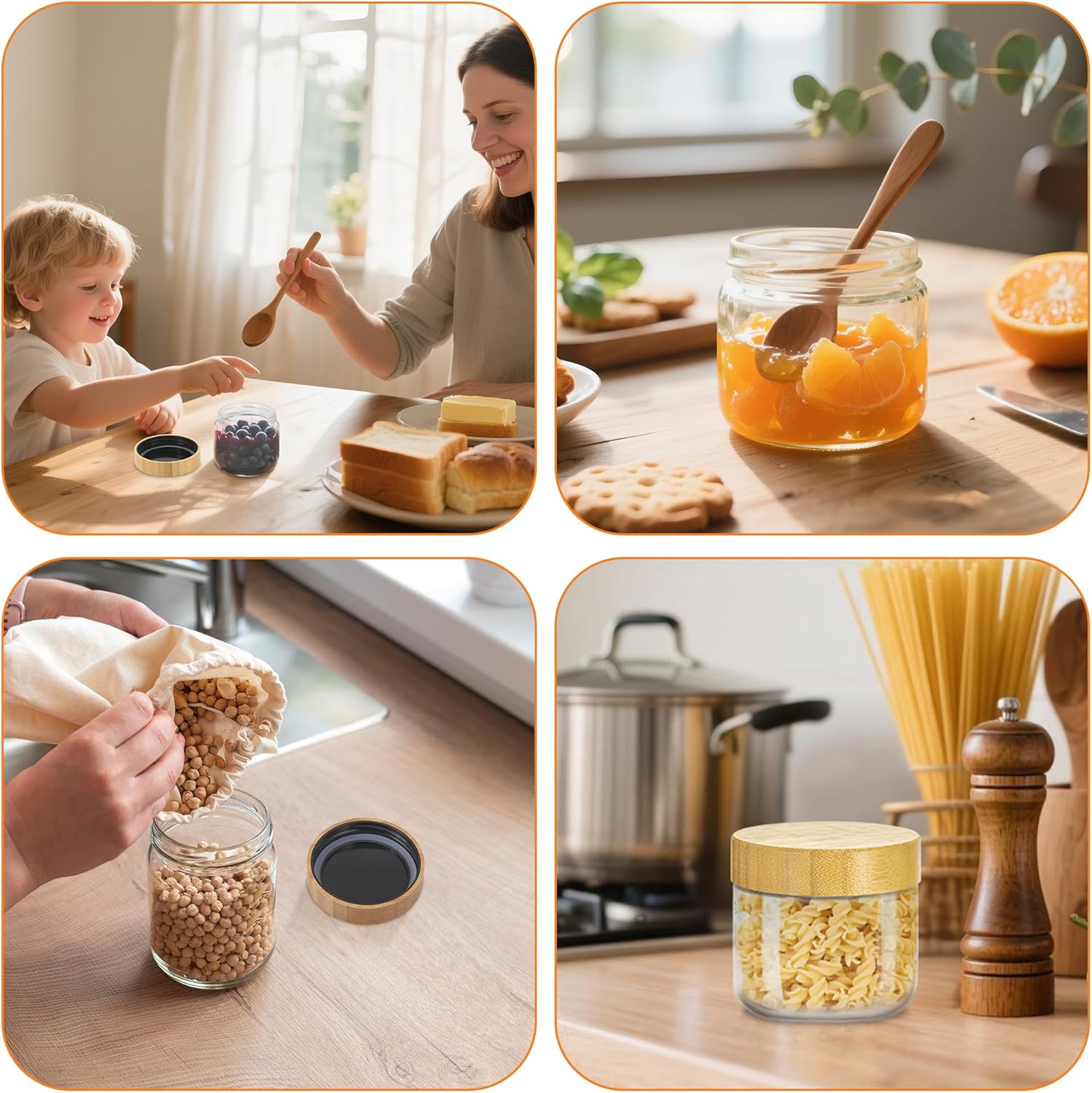 4 Stück Overnight-Oats-Gläser mit Schraubdeckel, 300 ml wiederverwendbare Einmachgläser für die Zubereitung von Mahlzeiten für Müsli, Joghurt, Marmelade, Salatdressing, BPA-freie Einmachgläser für die Küche – Bild 7