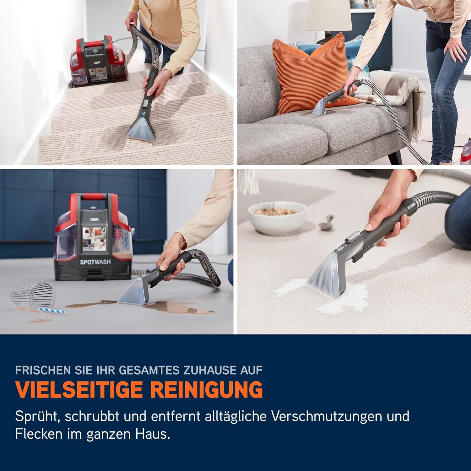 Vax SpotWash Fleckenreiniger – Teppich- und Polsterreinigungsgerät mit starker Saugkraft, schnell trocknend, ideal für die tägliche Tiefenreinigung von Treppen, Sofas, Autos und Hartböden – Bild 6