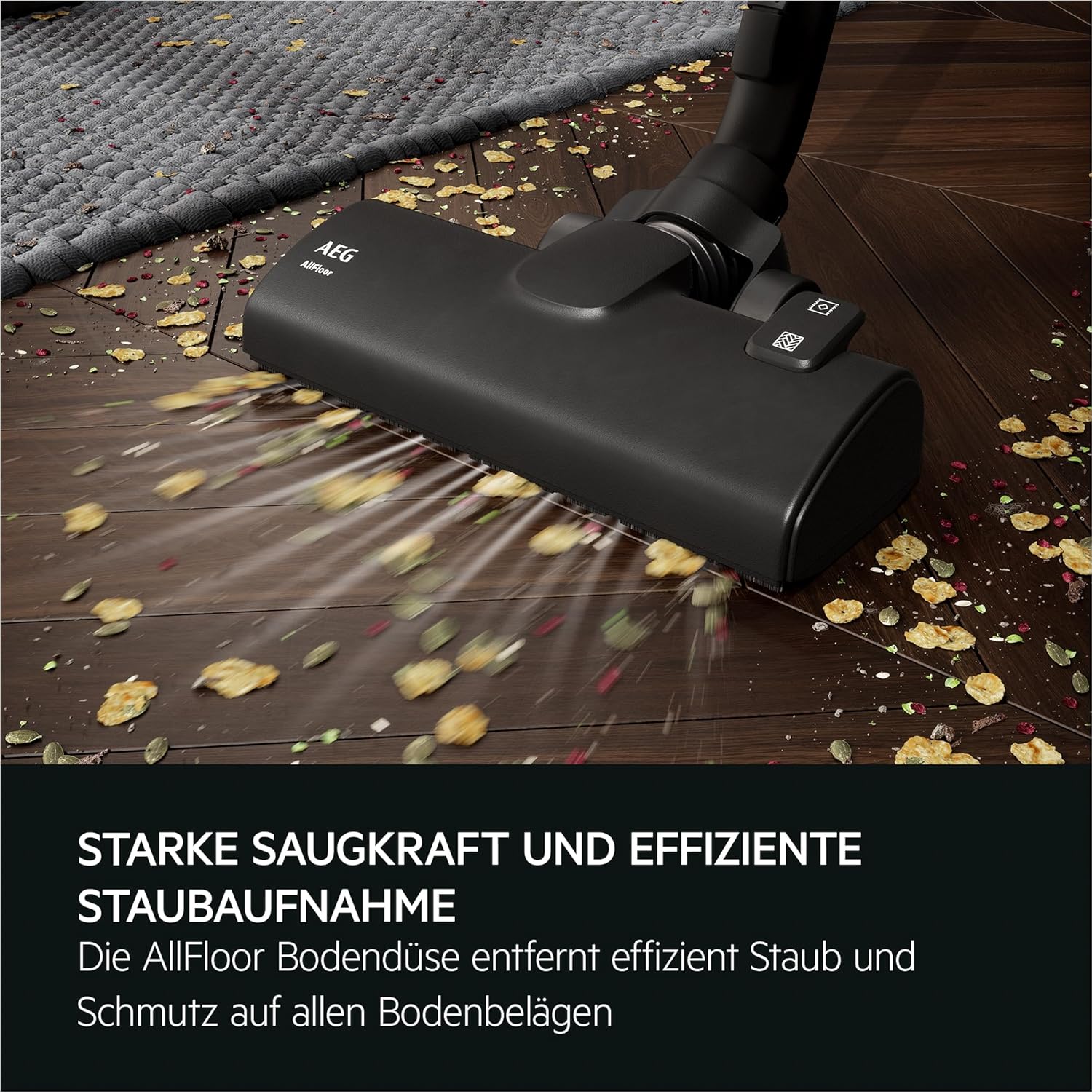 AEG Clean 5000 Staubsauger mit Beutel, hohe Saugleistung, 37 % recycelter Kunststoff, AllFloor-Düse mit Klicksystem, 2-in-1-Multifunktionsdüse, 8,5 m Aktionsradius, waschbarer Hygienefilter, AB51C1SW – Bild 2