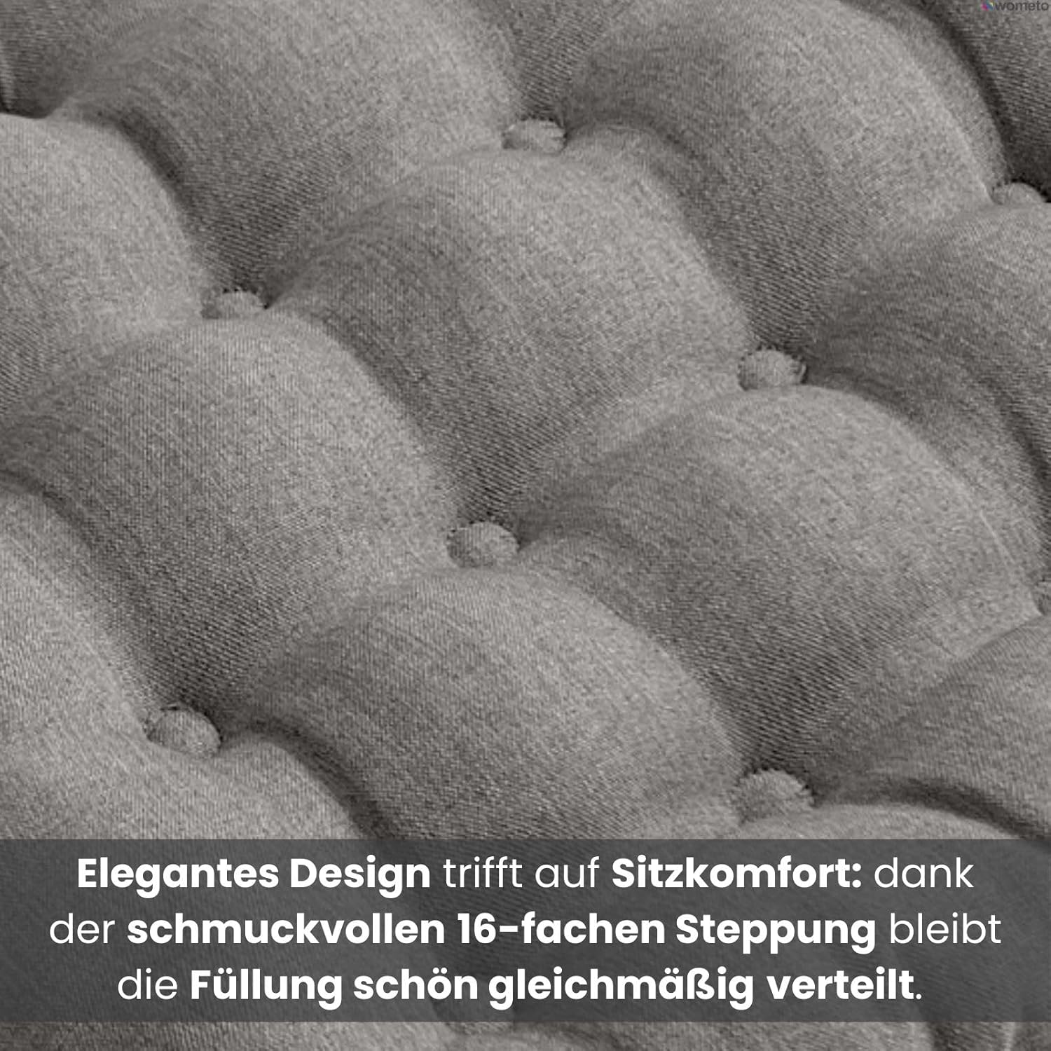 wometo 2er Set Sitzkissen Stuhl 40 x 40 cm Öko-Tex - Grau Mittelgrau Sitzkissen Stuhlkissen mit Bändern/Schleifen für drinnen und draußen (2 Stück) – Bild 4