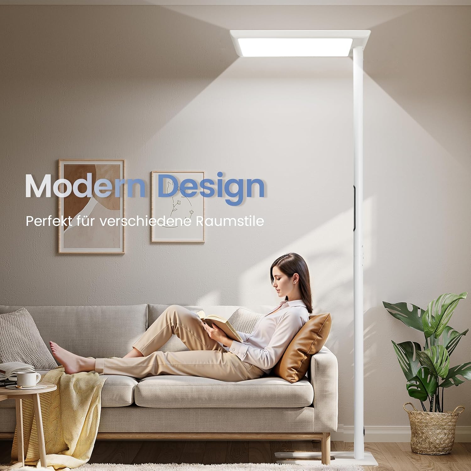 UGR98 LED Stehlampe für Büro, Tageslicht-Bürolampe, Vollspektrum-Stehlampe, dimmbar, 60 W + 50 W, Augenschutz, UGR, Neutralweiß, 4000 K, Stehlampe, Büro, Leselampe, Kinderzimmer – Bild 3