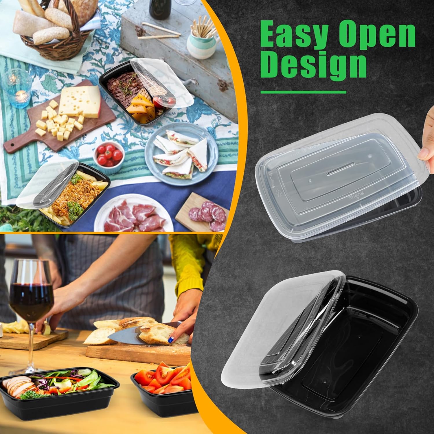 50 Stück (32 oz) Meal-Prep-Behälter, Lunch-Bento-Boxen mit Deckel, tragbare Lunch-Lebensmittel-Aufbewahrungsbehälter, Küche, Lebensmittel zum Mitnehmen, Camping, Picknick-Box, Mikrowelle – Bild 5