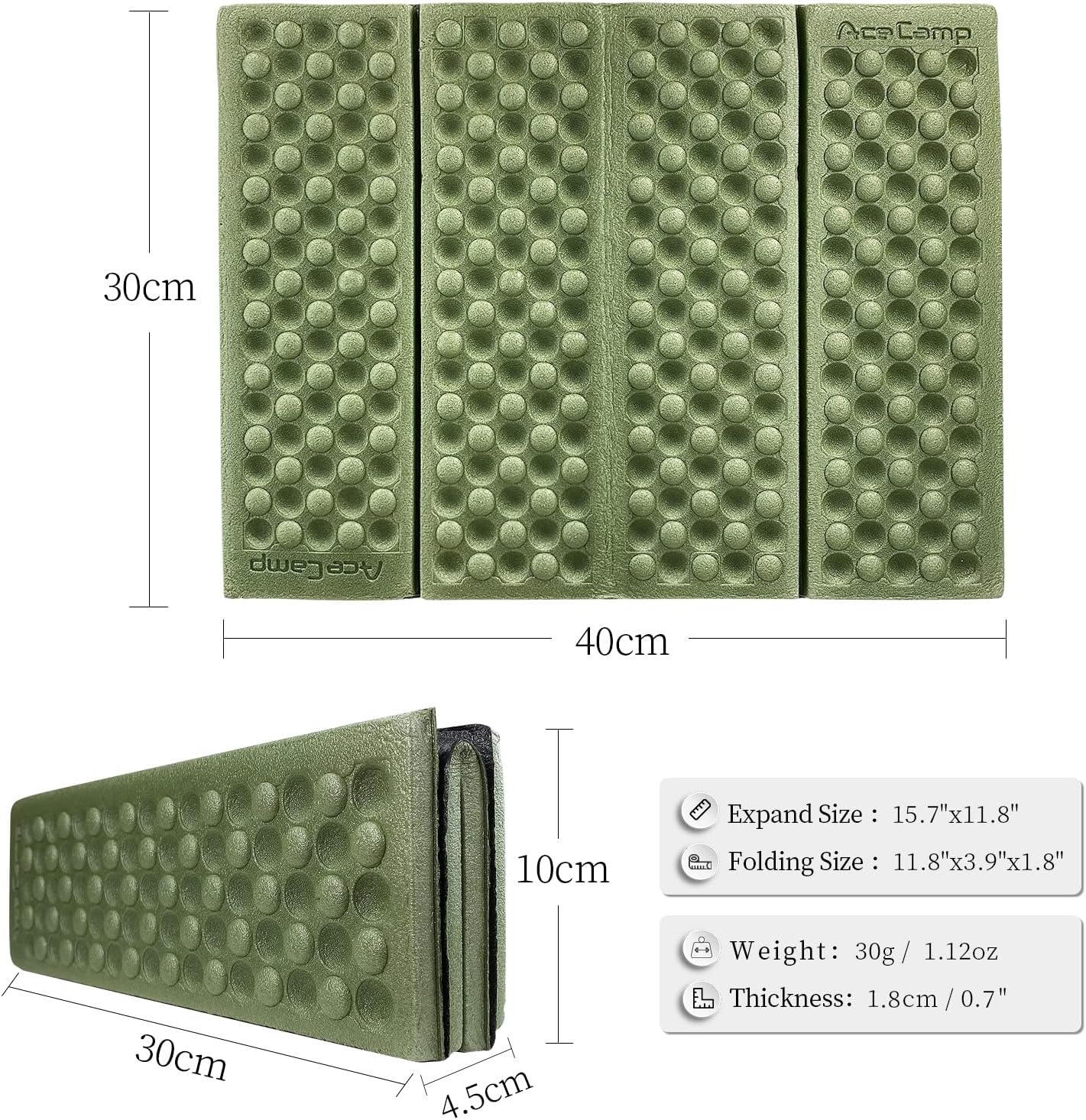 AceCamp Tragbare ultraleichte Mini-Klappmatte, wasserdichtes Schaumstoff-Sitzpolster für Outdoor-Aktivitäten, faltbar, leicht, Knie- und Sitzkissen – Bild 4
