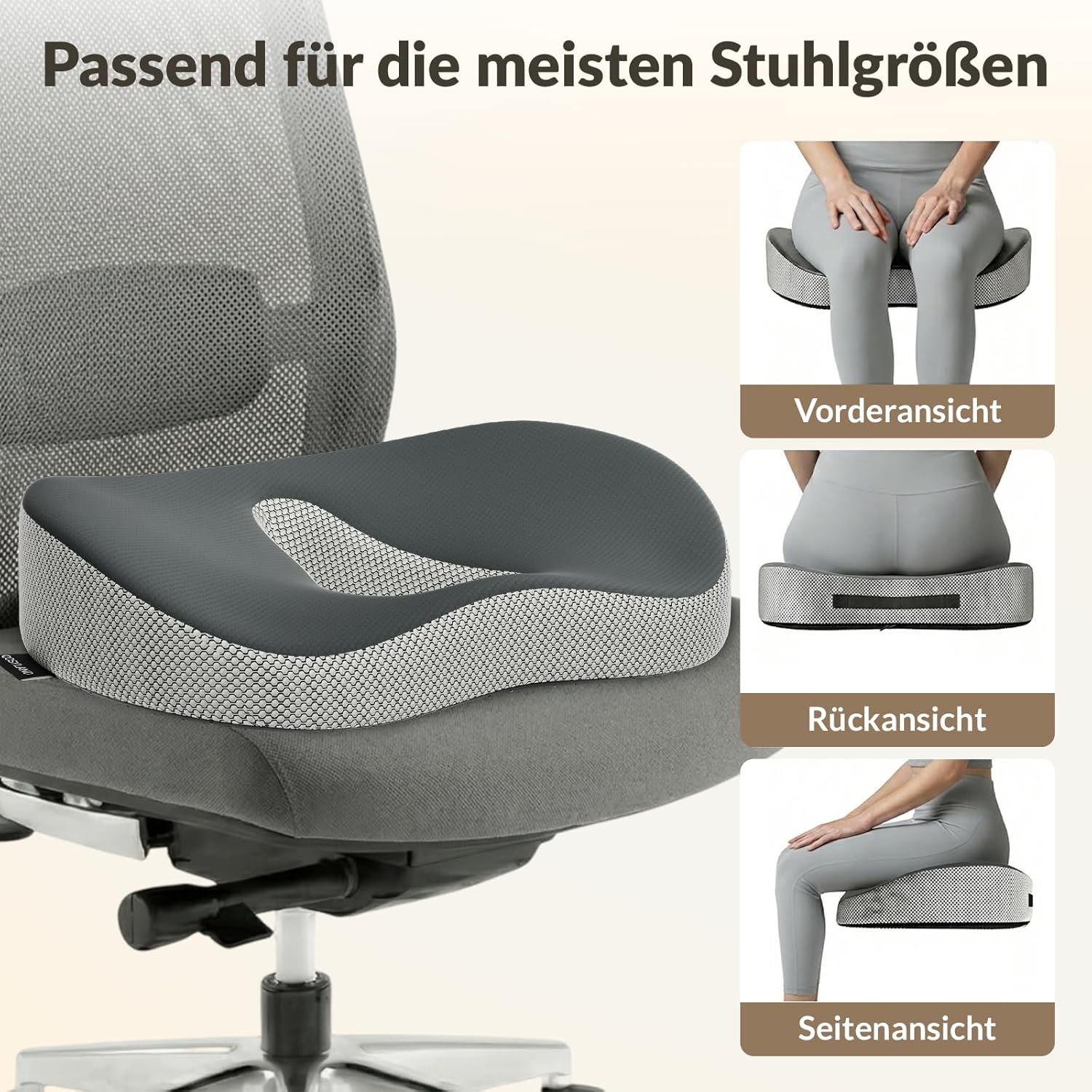 COSYLAND Ergonomisches wellenförmiges Sitzkissen – Memory-Schaum-Stuhlkissen für Zuhause, Büro und Auto – Entlastung für Steißbein und Rücken – Bild 8