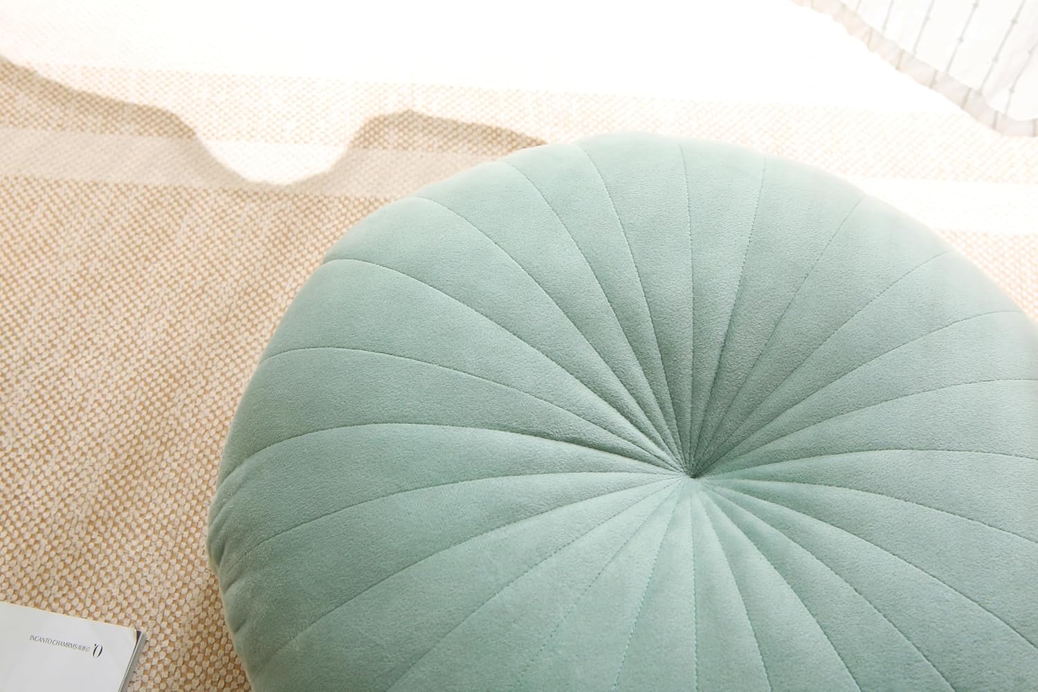 Bodenkissen & Meditationskissen, rund, großes dickes Sitzkissen für Erwachsene, Samt-Yoga-Bodenkissen, 45,7 cm (grün) – Bild 2