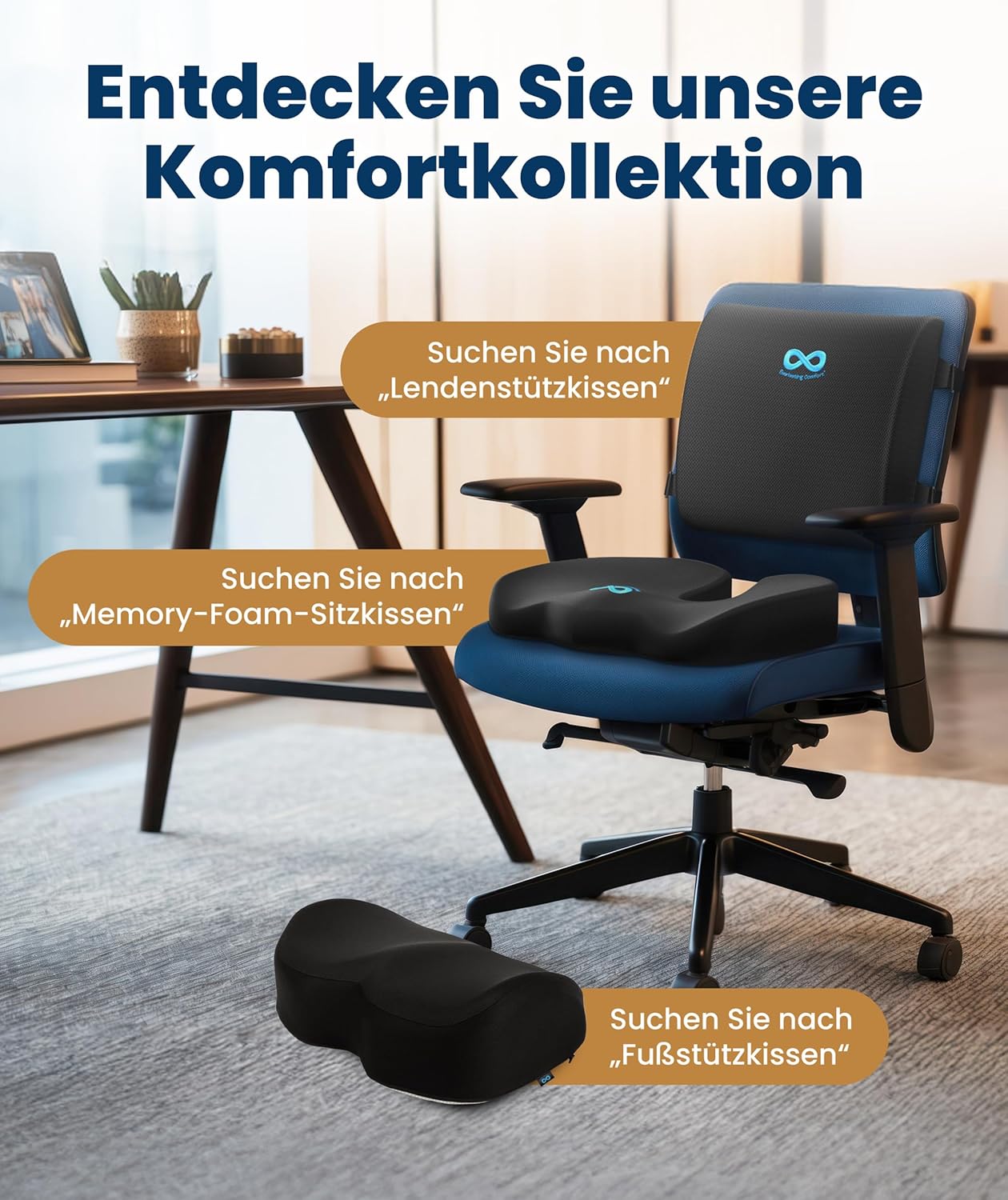 Everlast Comfort Memory Foam-Kissen ergonomisch – Sitzkissen und Rückenkissen für Bürostuhl und Auto – orthopädische Unterstützung für Haltung, Wirbelsäule, Steißbein und Lendenwirbelsäule – Bild 7