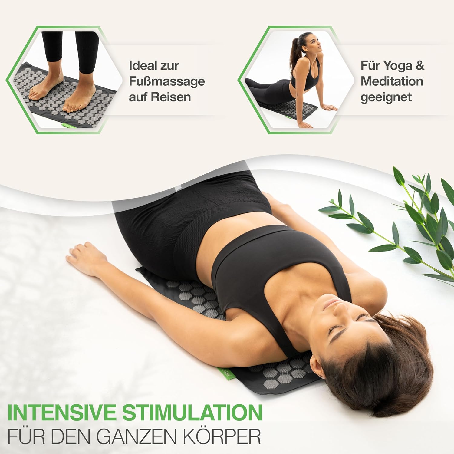 BACKLAXX Akupressurmatten-Set To-Go „Original“, passt ins Handgepäck und ist perfekt für unterwegs, Akupunkturmatte mit Spikes für Massage und Entspannung, Massagemattenrücken für Akupressur – Bild 3