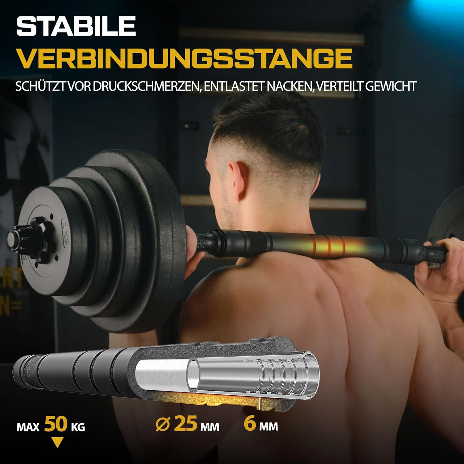 TREX SPORT Hanteln-Set | 2er Set Kurzhanteln & Langhantel | 20kg 40kg Hantelset Hantelset mit Verbindungsrohr – Bild 2