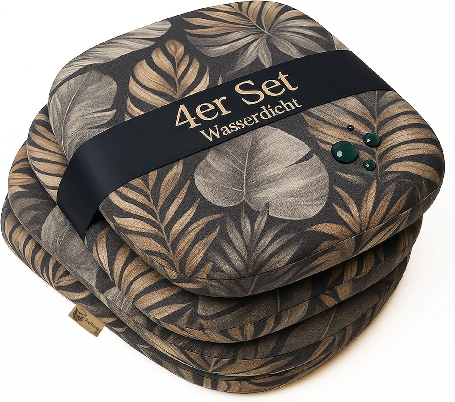 SILUK Sitzkissen-Set mit 4 Stück – wasserdicht, weich und dick, abnehmbarer Bezug mit Reißverschluss, Outdoor- und Indoor-Stuhlkissen, waschbar (braun)