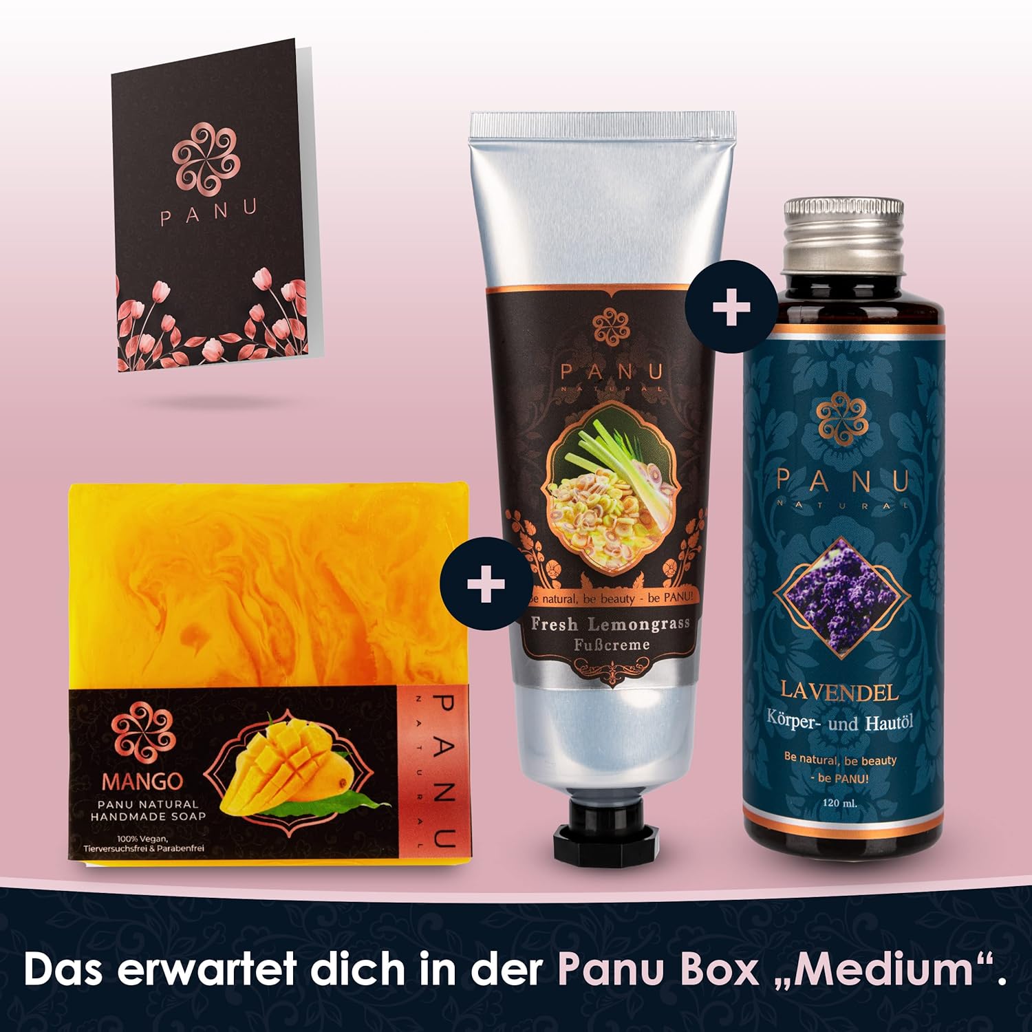 Panu Medium Geschenkset – Entspannungsgeschenke für Frauen – Premium-Geschenke für Frauen – Beauty-Box – Wellness-Set für Frauen – hochwertiges Geschenk zu Weihnachten, inkl. Glückwunschkarte – Bild 2