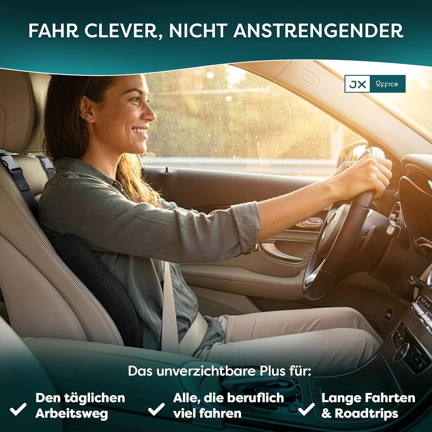 Rückenkissen – ergonomische Memory-Schaum-Lendenwirbelstütze – für mehr Sitzkomfort zu Hause, im Büro und unterwegs – Bild 2