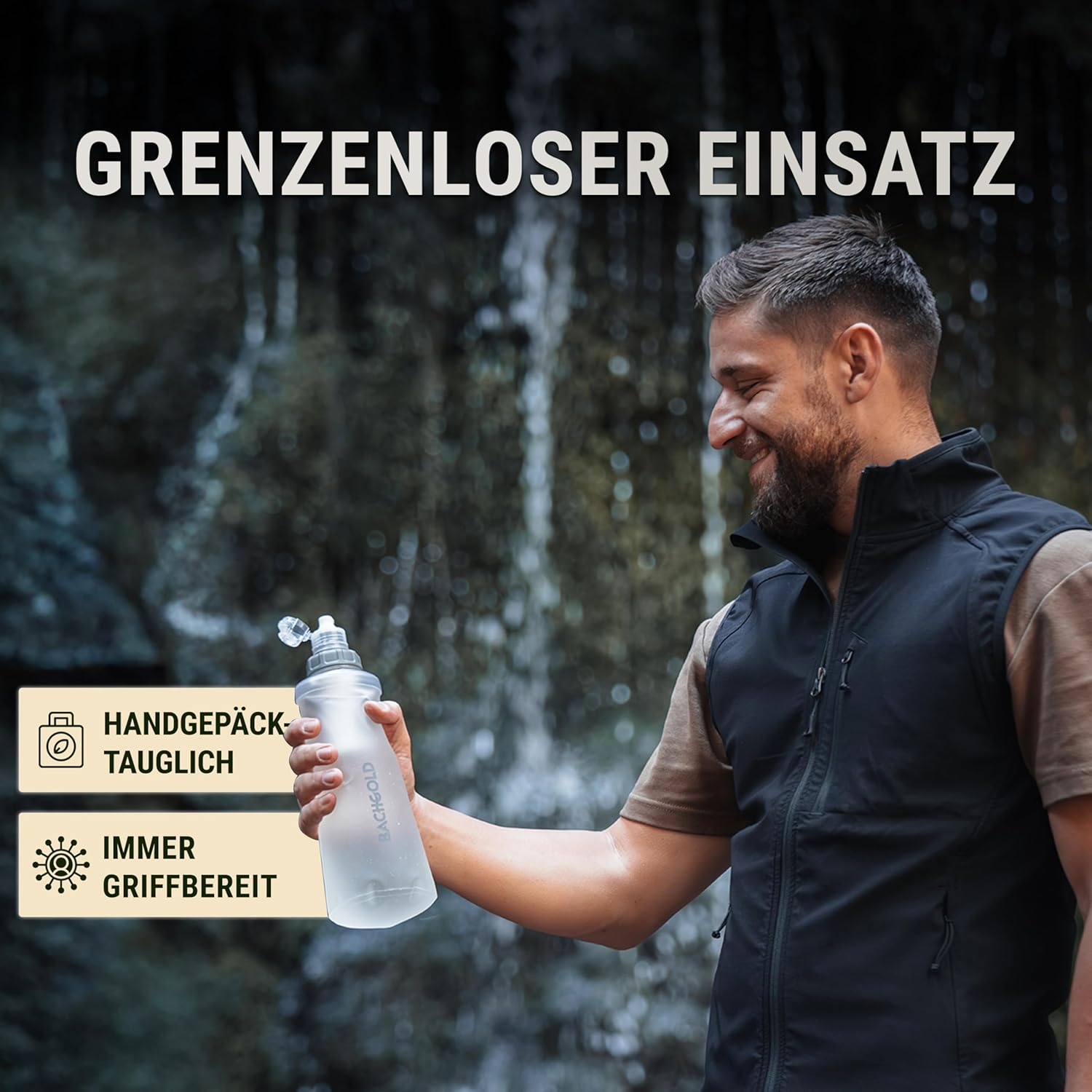 Bachgold Squeeze Outdoor Wasserfilter, Ultraleichter Wasserfilter (weiß) mit 500 l Fassungsvermögen, entfernt Bakterien, Viren & Mikroplastik, für Camping, Survival, Notfall, Bushcraft (weiß, 500 ml) – Bild 7