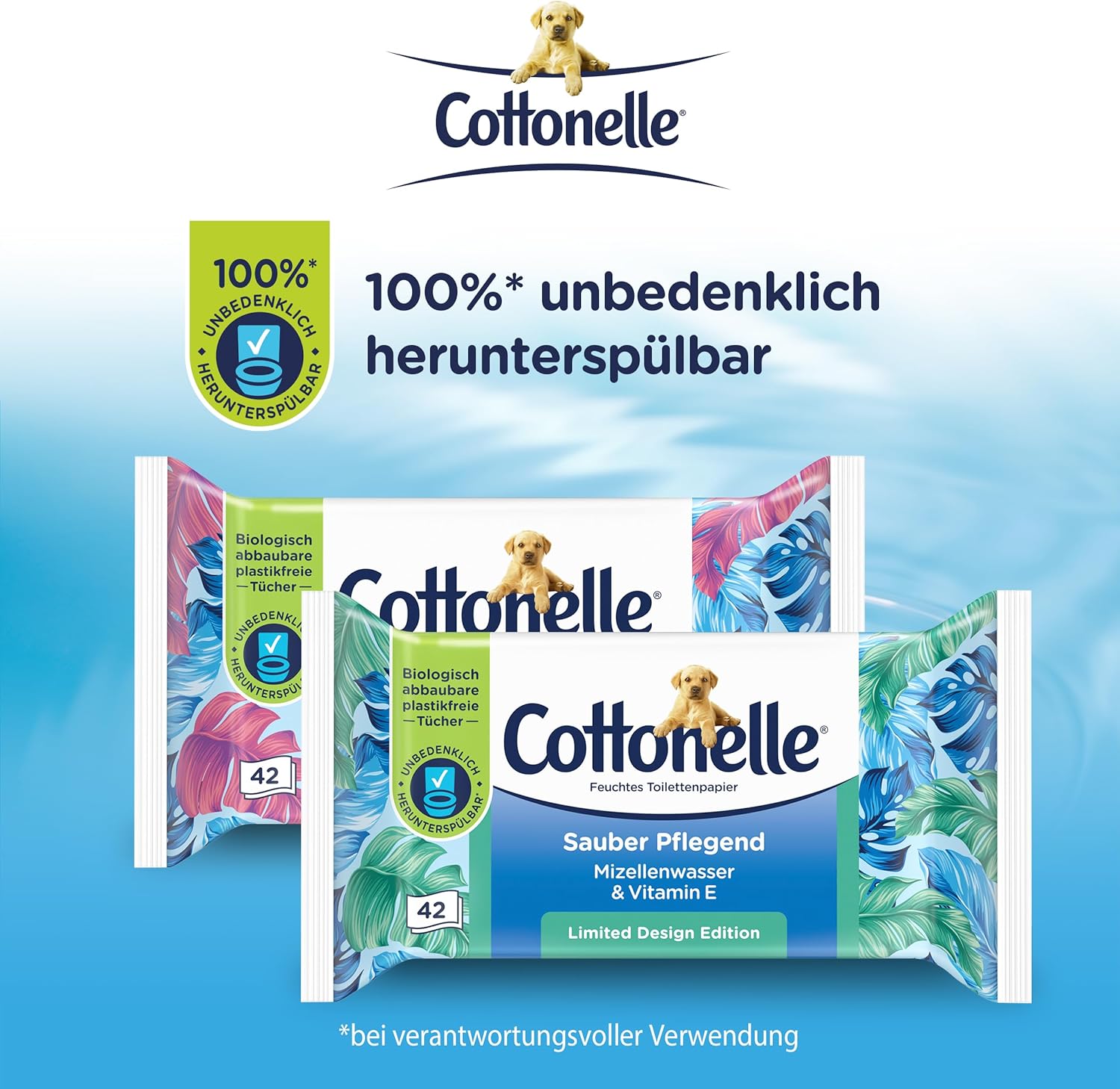 Cottonelle Feuchtes Toilettenpapier, sauber pflegend, mizellares Wasser und Baumwollduft, biologisch abbaubar, plastikfrei, wiederverschließbar, Vorteilspackung, 12 x 42 Feuchttücher – Bild 2