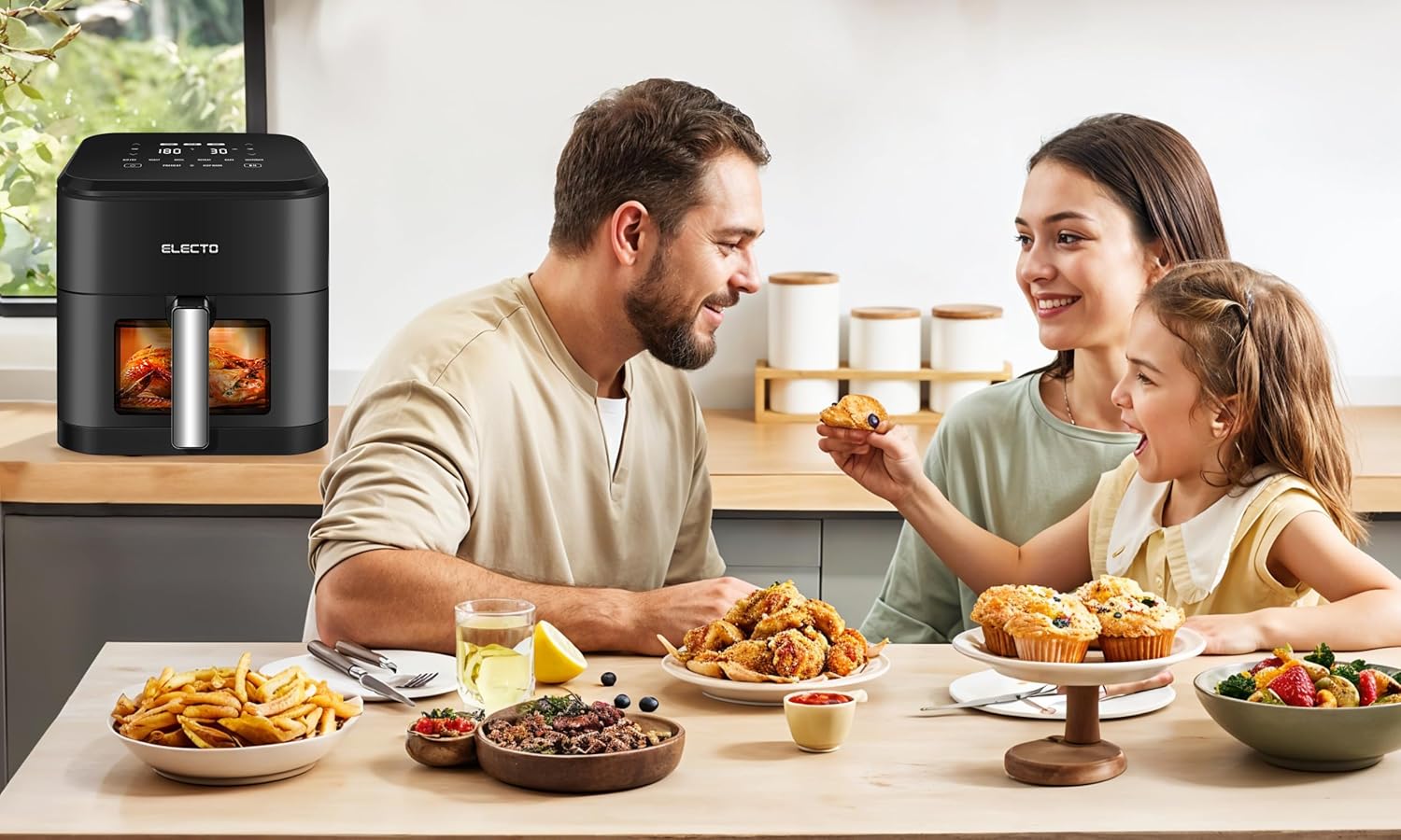 ELECTO – Heißluftfritteuse 8L Smart 2000W – App-Steuerung über WLAN – 8 Automatikprogramme – Antihaftbeschichtung – Gesunde fettfreie Zubereitung mit Rapid Air-Technologie – Schwarz – Bild 9