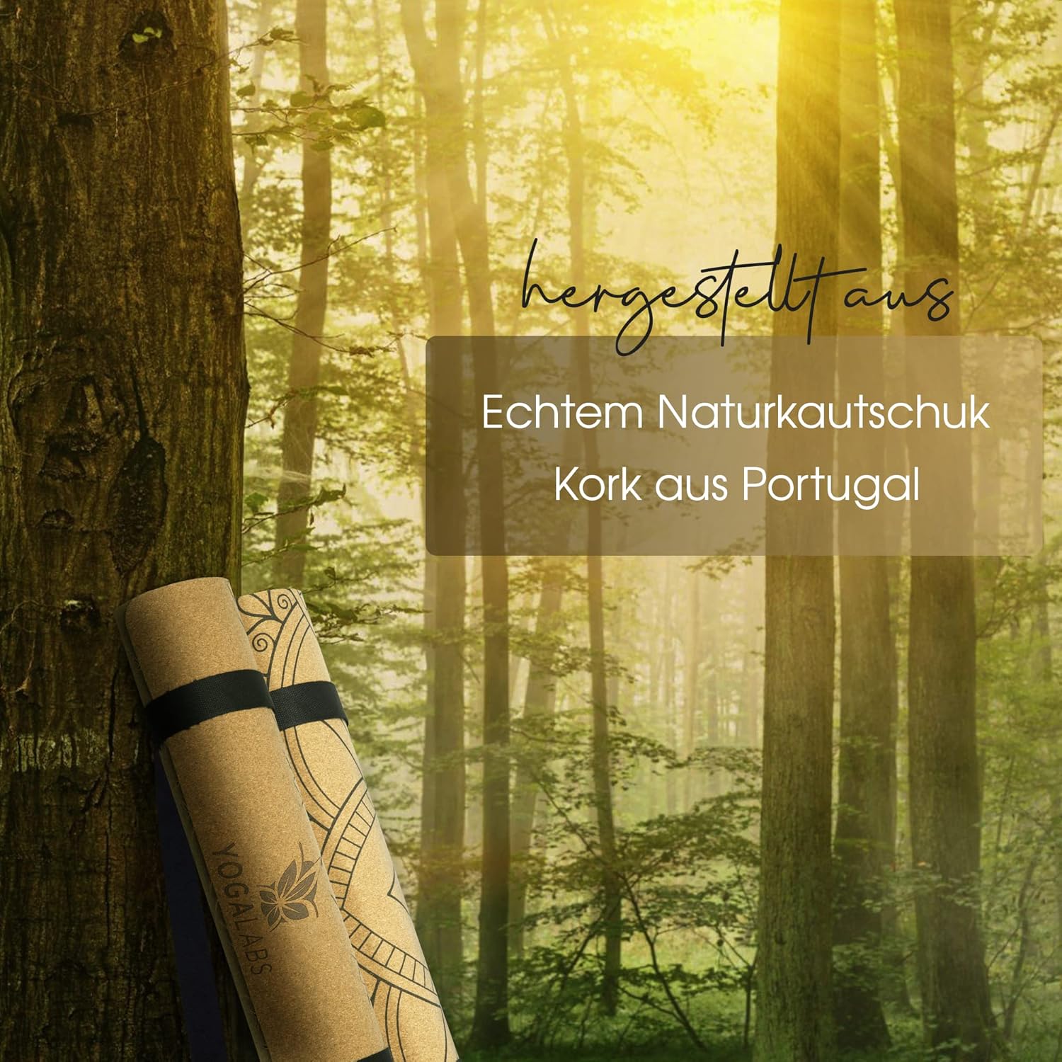 Premium 2-in-1 Yogamatte aus Kork & Naturkautschuk mit Tragegurt 183 x 61 x 0,4 cm (groß) – Gymnastik- & Pilatesmatte rutschfest, 100 % nachhaltig, schadstofffrei – Bild 7