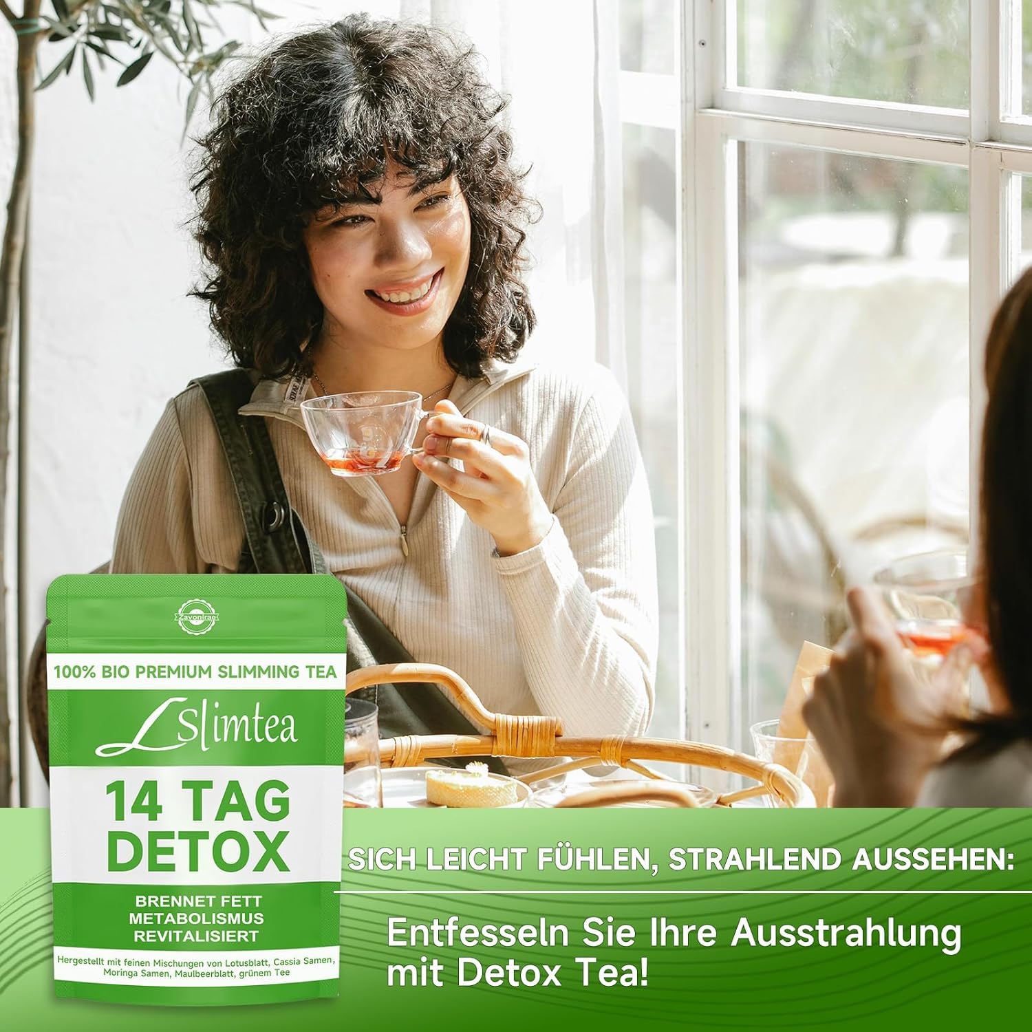 Detox-Tee zur Gewichtsreduktion, grüner Detox-Pulver-Helfer – Packung mit 14 natürlichen Kräutertees zur Fettverbrennung, Stoffwechselanregung und Bauchfettreduzierung | Sanfte Darmreinigung und Entgiftung – Bild 7