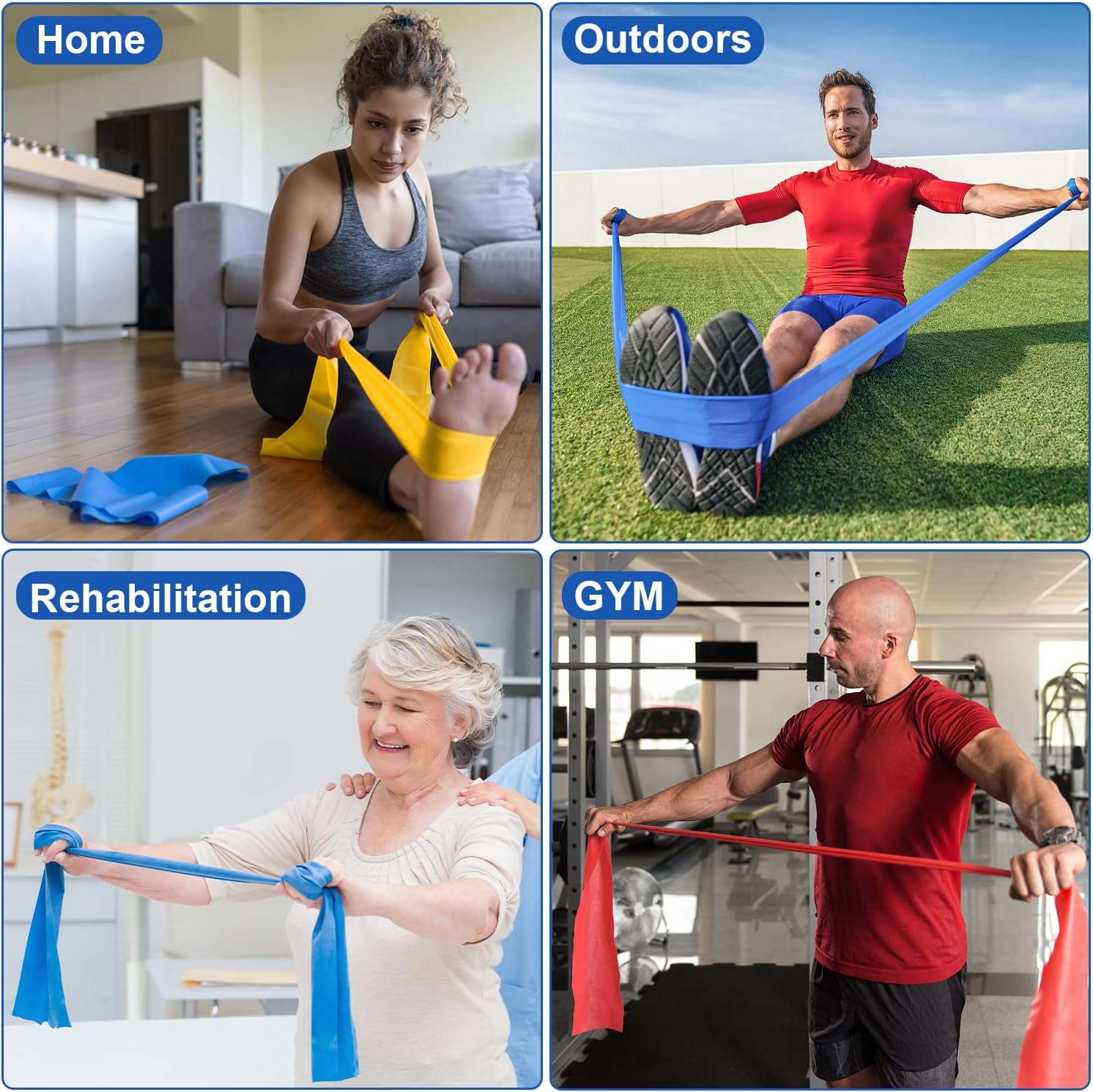 Widerstandsbänder 3er-Set, Fitnessbänder mit 3 Widerstandsstufen, Widerstandsbänder, Übungsbänder mit Tragetasche, ideal für Yoga, Pilates – Bild 5