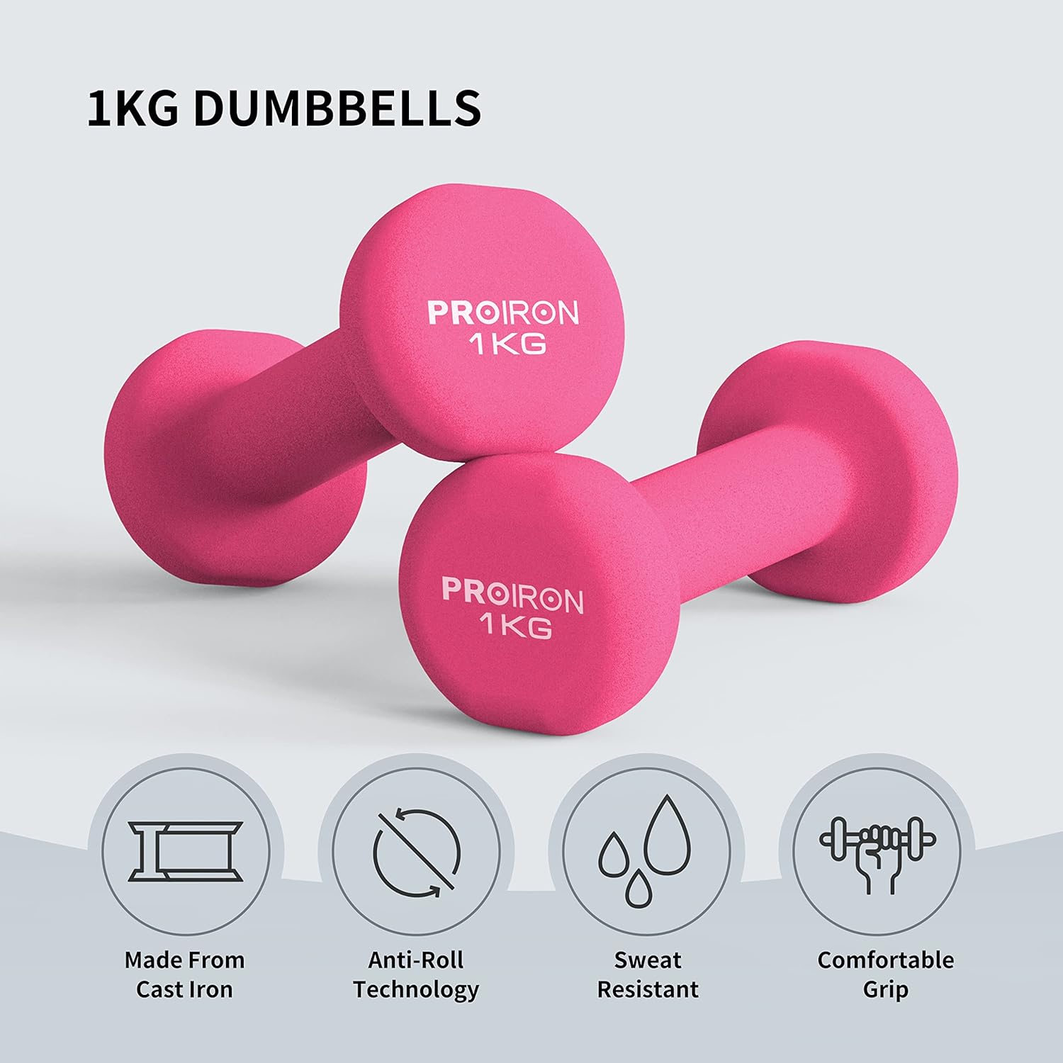 Proiron Neopren-Hantel-Set, kleine Hanteln (2er-Set) für Damen, Gymnastik, Yoga, Pilates und Kinder – Bild 2