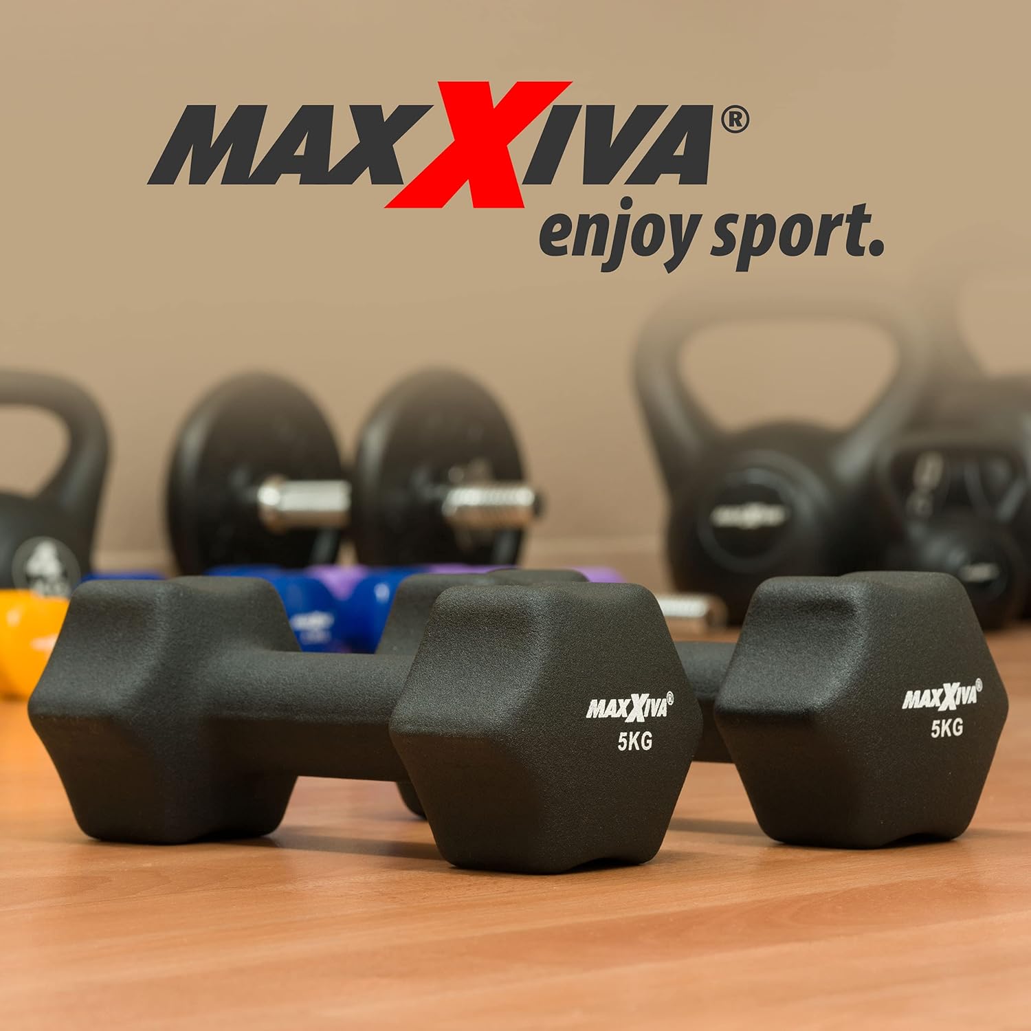 Hantelset Neoprenhanteln 2 x 5,0 kg Fitnesshanteln Krafttraining Workout Home Gym – Bild 5