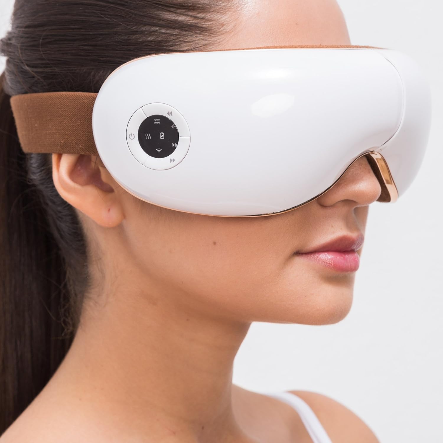 GLOBAL RELAX Skandas Gesichts- und Augenmassagegerät, faltbare Brille mit Vibrationsmassage, Pressotherapie, Wärme, Musik, Concealer für Augenringe, integrierte Lautsprecher – Bild 4