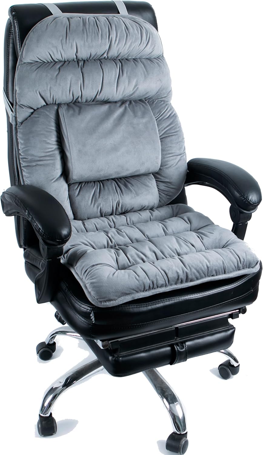 ALIBO Rutschfeste Rückenlehne, Übergröße, ergonomisch, zur Linderung von Schmerzen im unteren Rückenbereich, Lendenkissen, Sitzkissen, Sitzkissen für Büro, Lounge, Gaming, Schaukelstuhl, Rollstuhl, Auto mit langer Länge – Bild 2