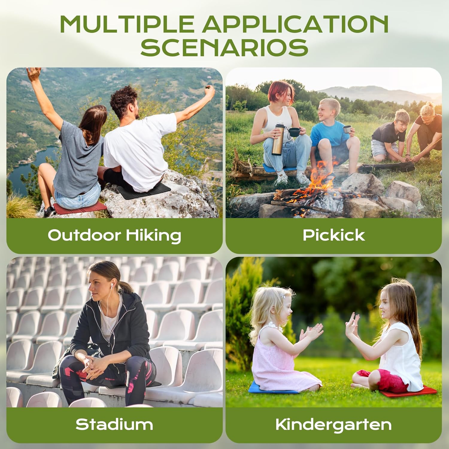 Sitzkissen Outdoor faltbar 2er Set, wetterfeste & wasserdichte Thermo-Sitzauflage Outdoor Kinder, leicht und kompakt, für Wandern, Camping, Stadion, Picknick & Garten – Bild 7