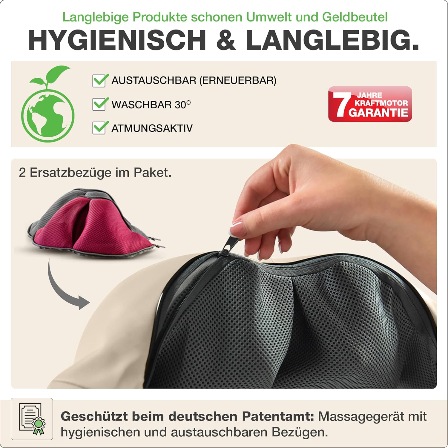 DONNERBERG Das Original Nackenmassagegerät mit Wärme, beige, Shiatsu-Massagegerät für Nacken-Schulter-Massage, Vibration, TÜV-geprüft – Bild 5