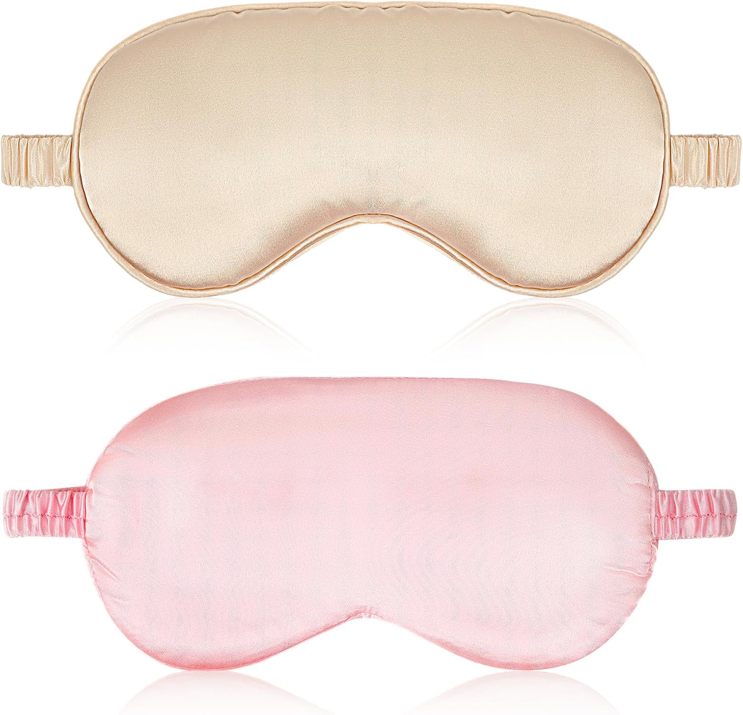 2er-Pack Schlafmasken aus Seide, Augenmaske für Frauen mit verstellbarem Riemen, lichtblockierende Schlafbrille für Reisen und Zuhause, ultraweich und atmungsaktiv (Rosa + Blau)